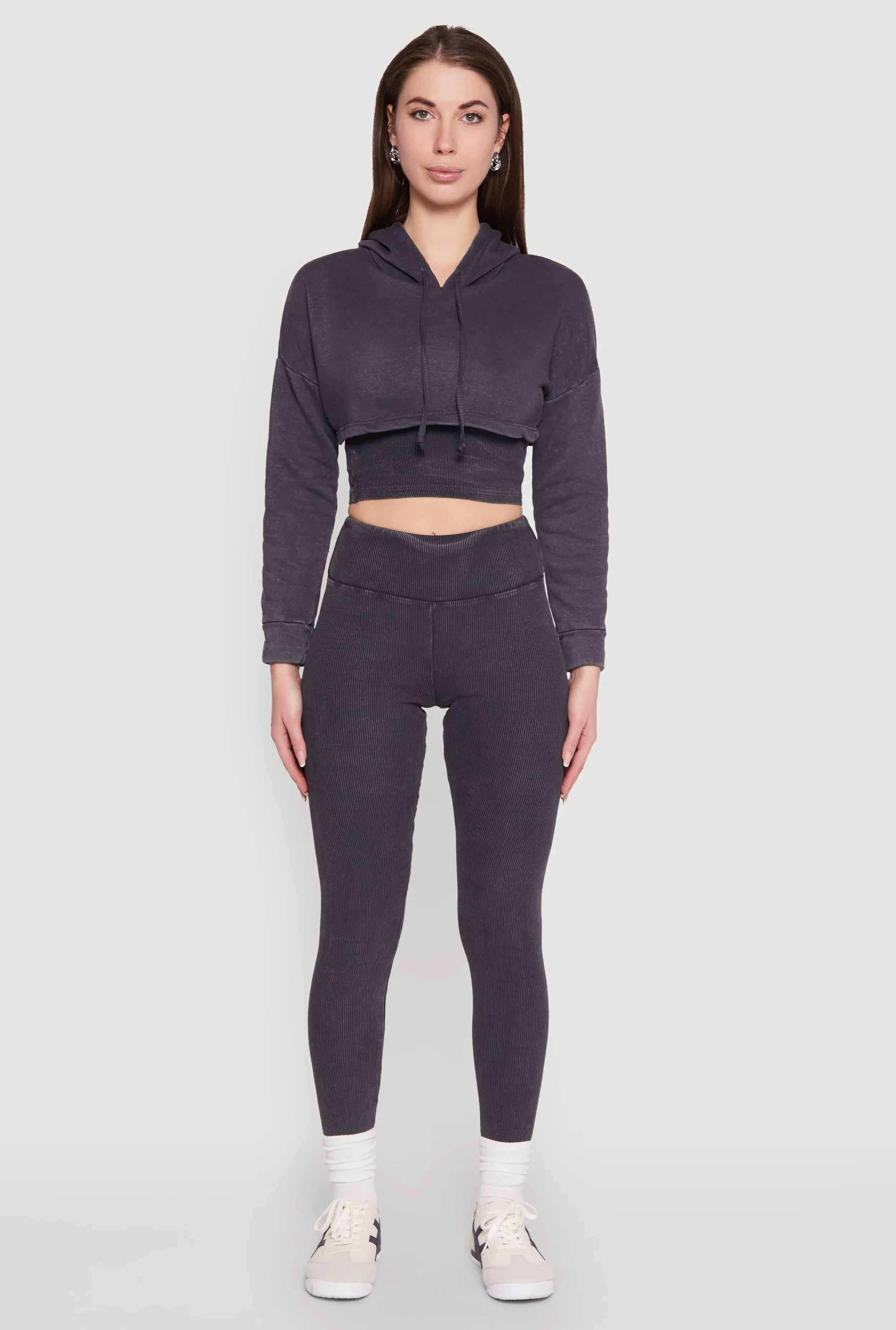 Mineral Wash Hooded Crop Top sold by Rainbow product image thumbnail 2