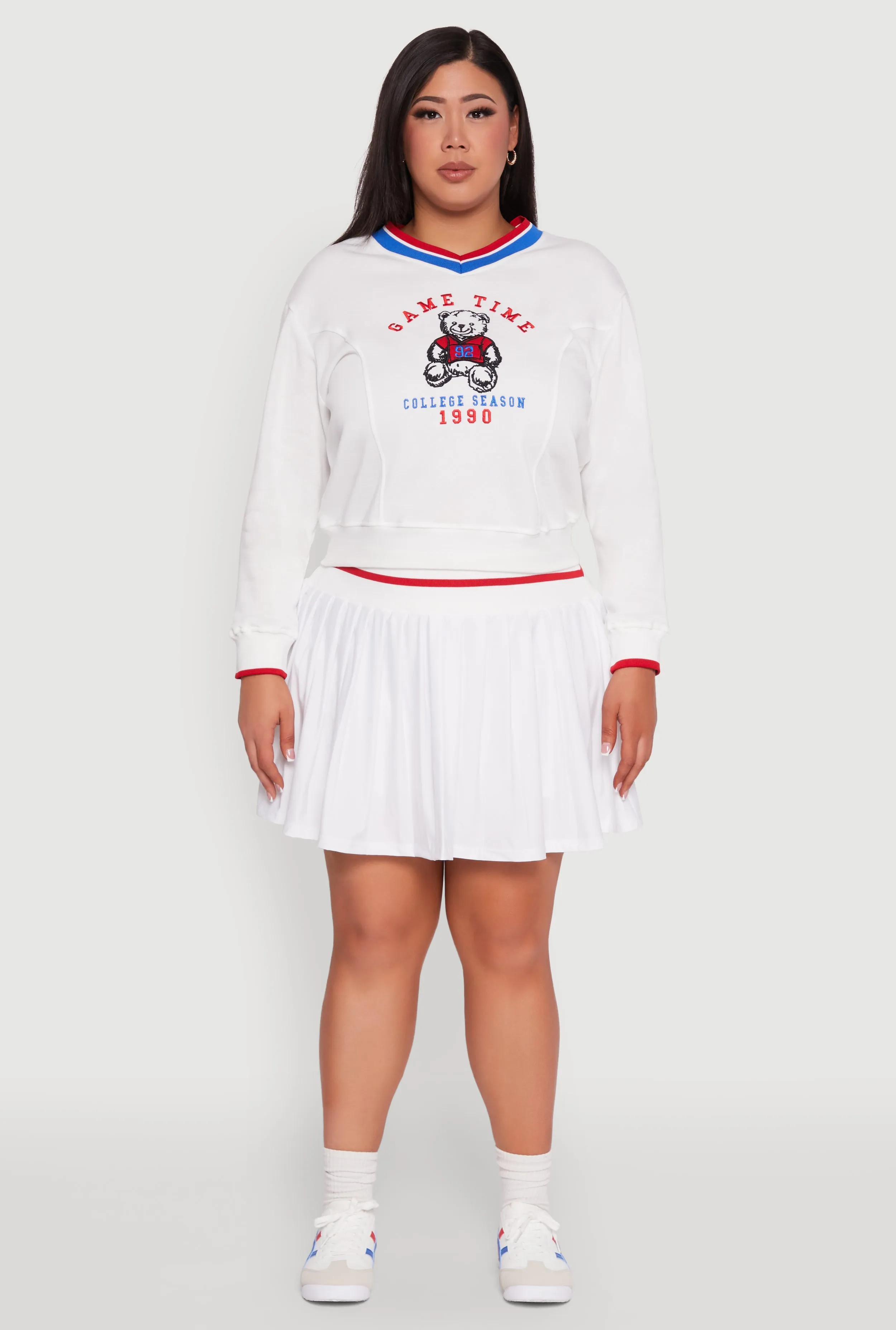 Plus Size Contrast Trim Pleated Skort sold by Rainbow product image thumbnail 2