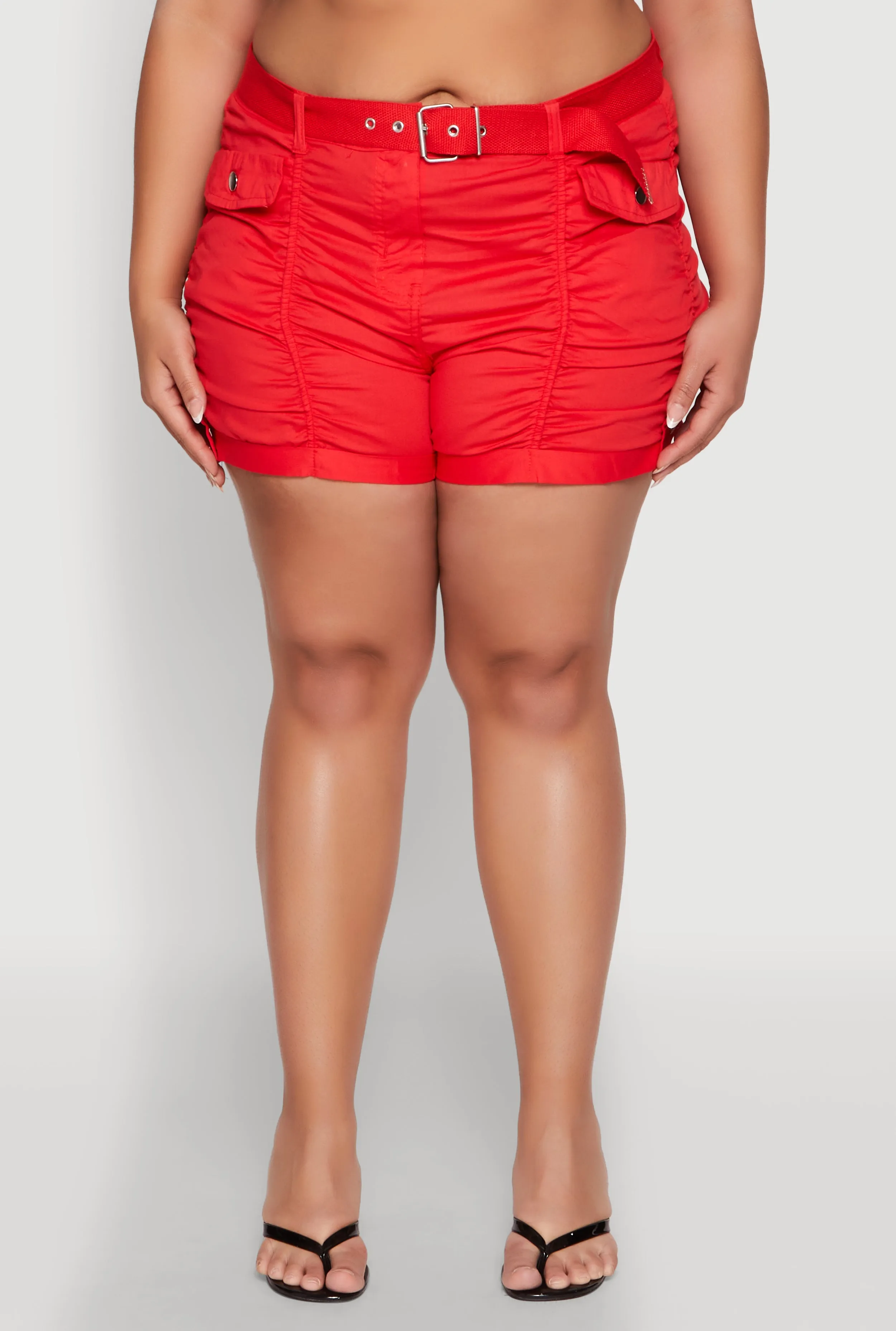 Plus Size Ruched Belted Shorts sold by Rainbow product image thumbnail 5