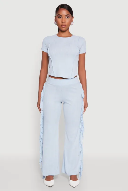 Mineral Wash Rib Knit Fringe Pants sold by Rainbow