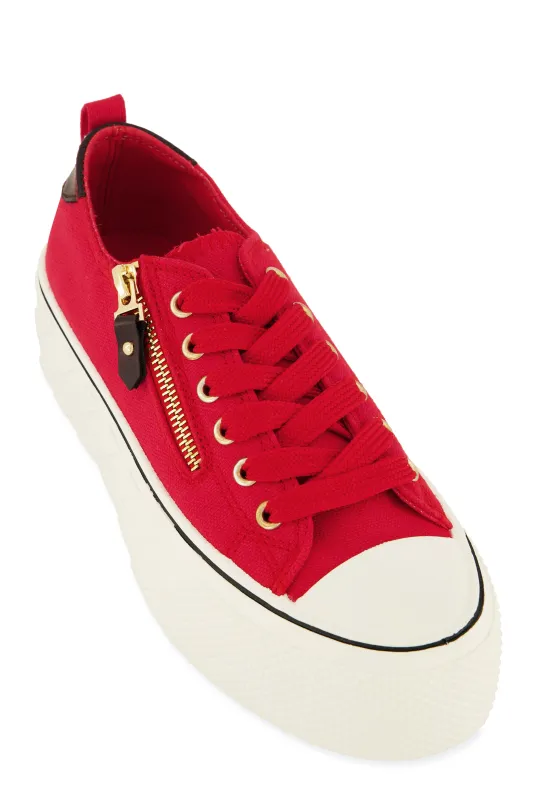 Canvas Zip Detail Platform Sneakers sold by Rainbow
