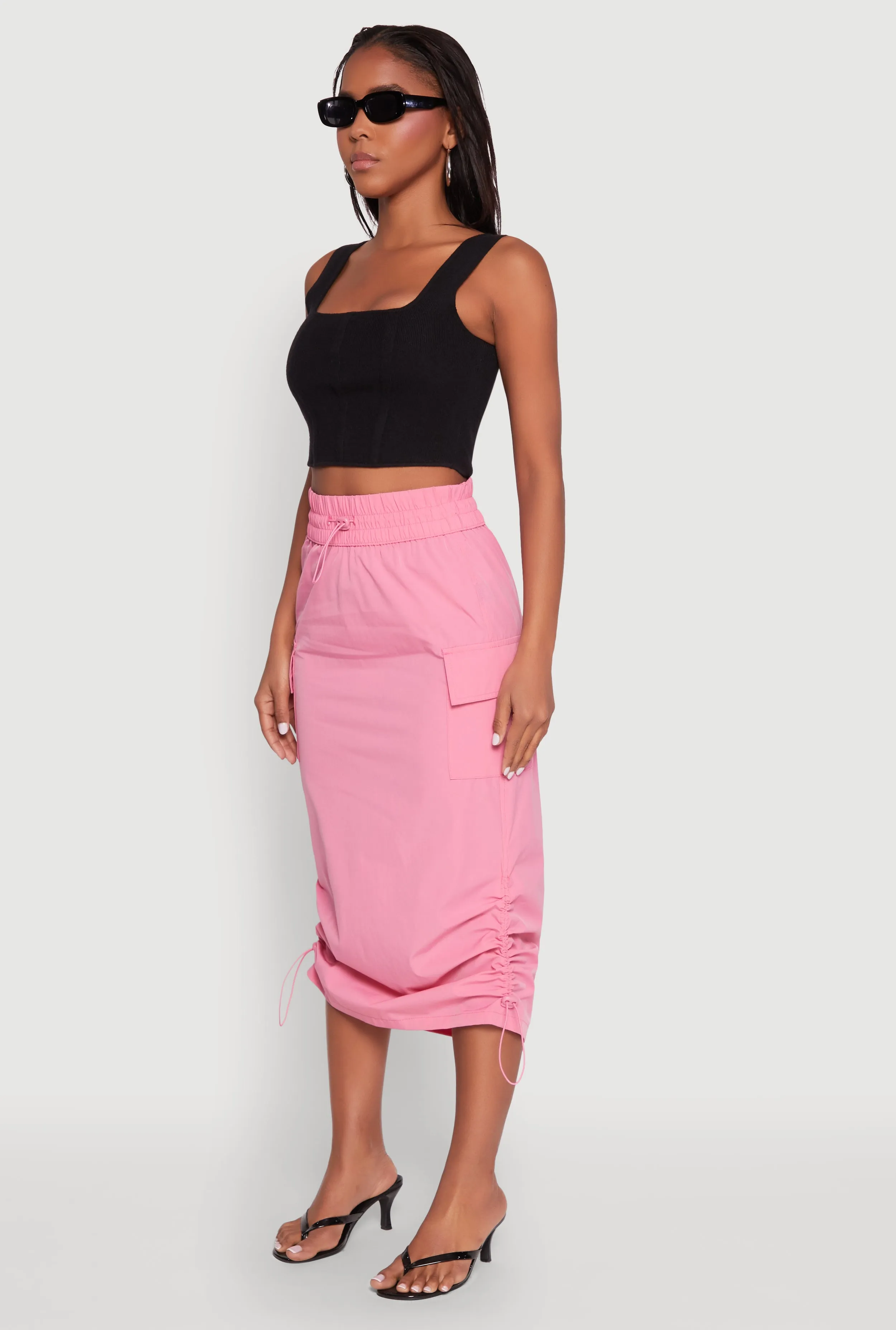 Toggle Drawstring Nylon Cargo Skirt sold by Rainbow product image thumbnail 3