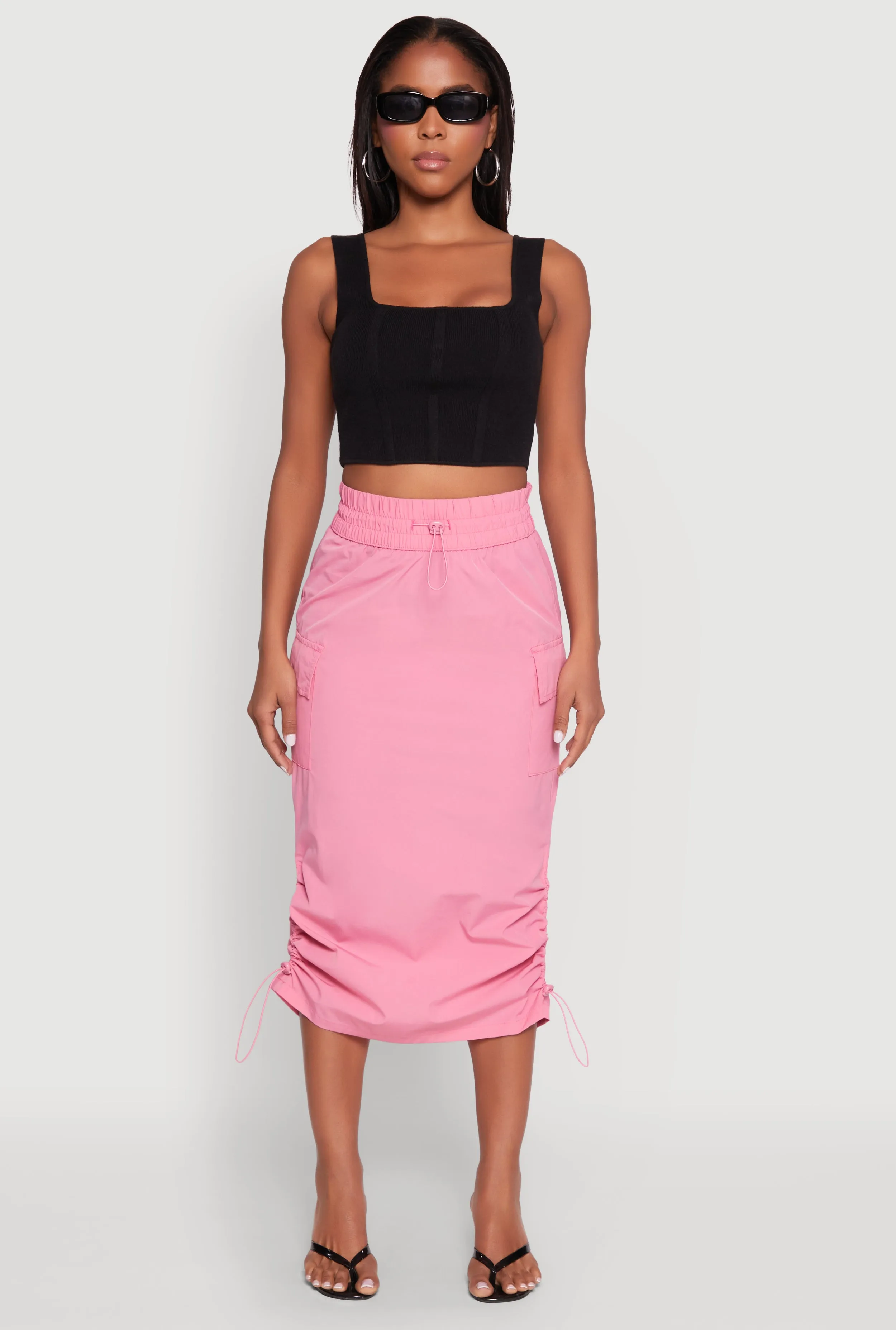 Toggle Drawstring Nylon Cargo Skirt sold by Rainbow