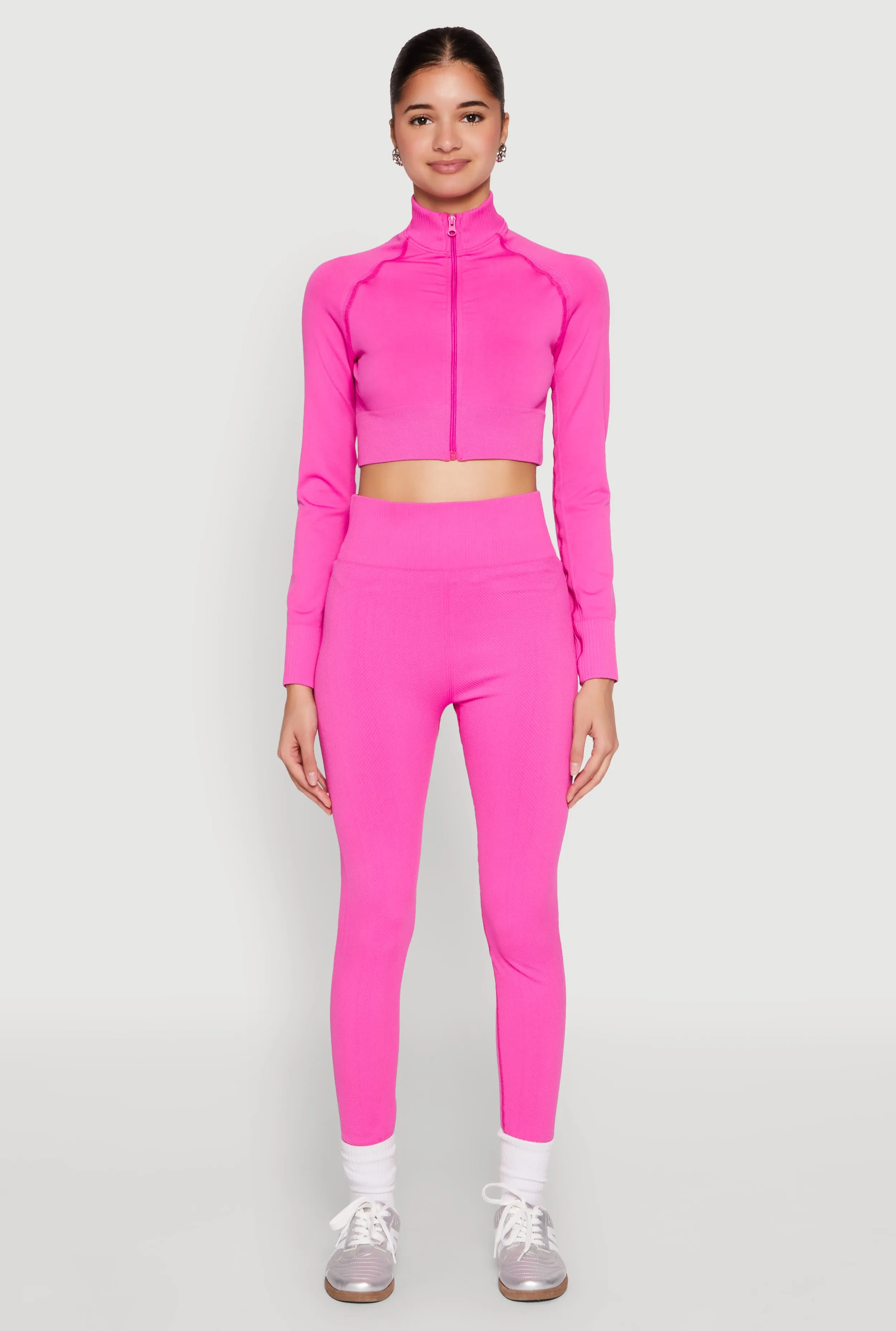 Seamless Mock Neck Zip Front Track Jacket sold by Rainbow product image thumbnail 3