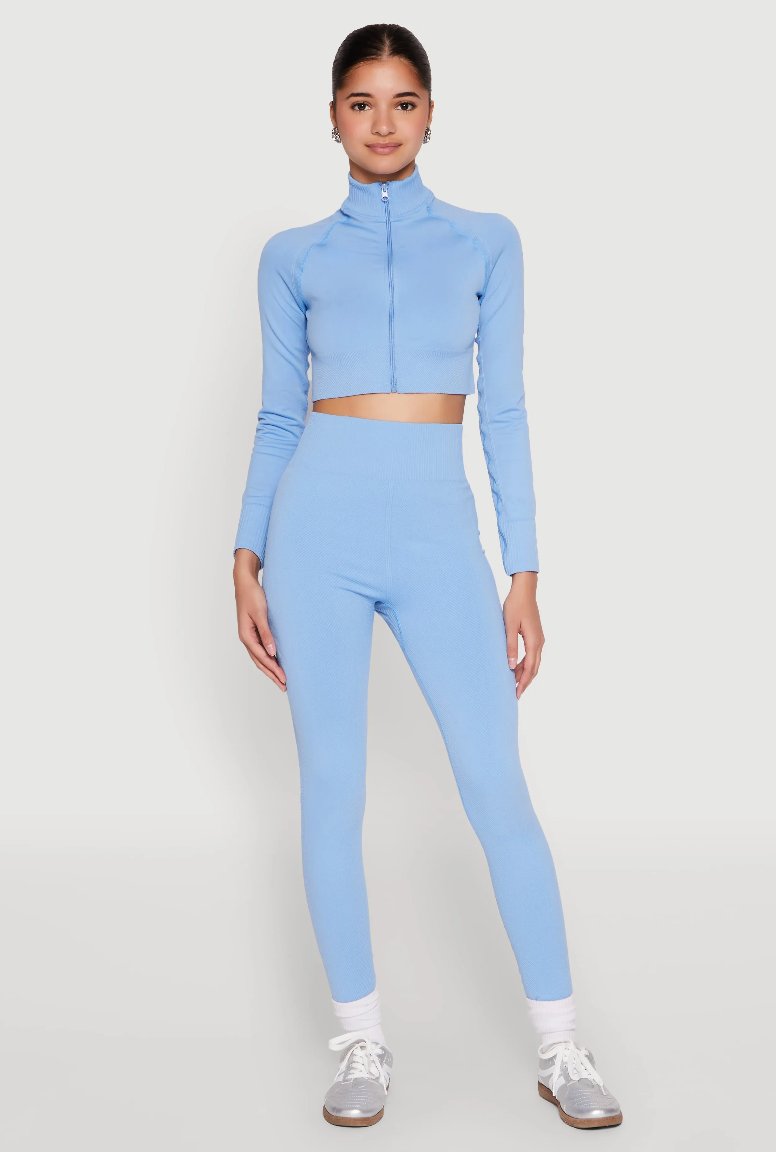 Seamless Mock Neck Zip Front Track Jacket sold by Rainbow product image thumbnail 2