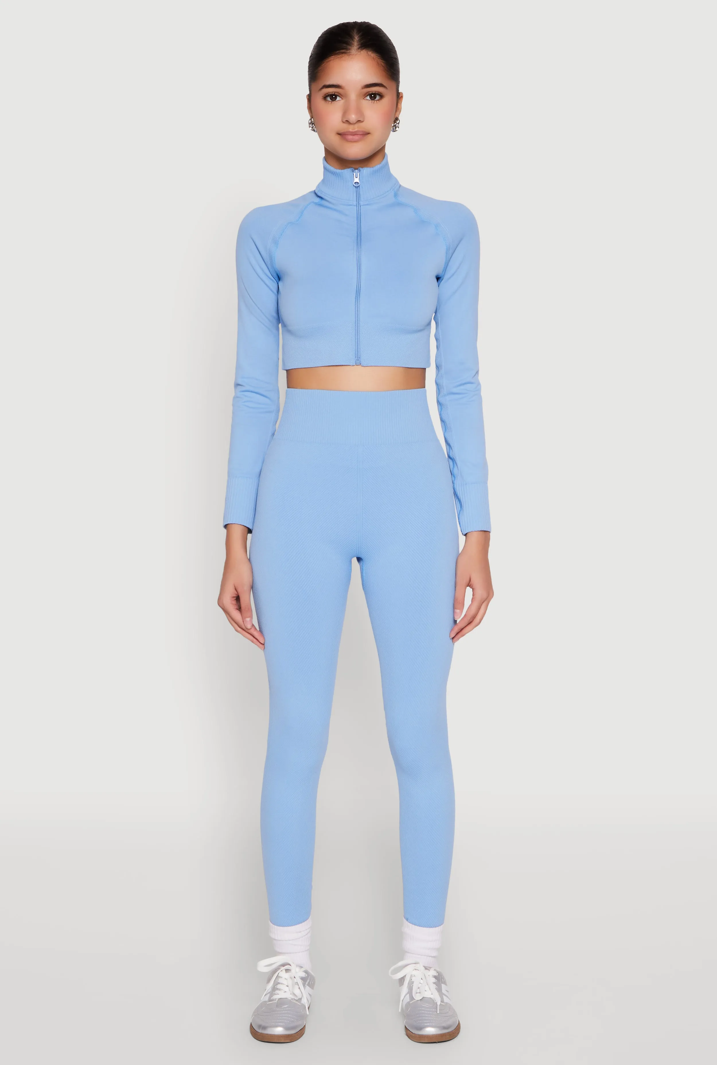 Seamless Mock Neck Zip Front Track Jacket sold by Rainbow product image thumbnail 3