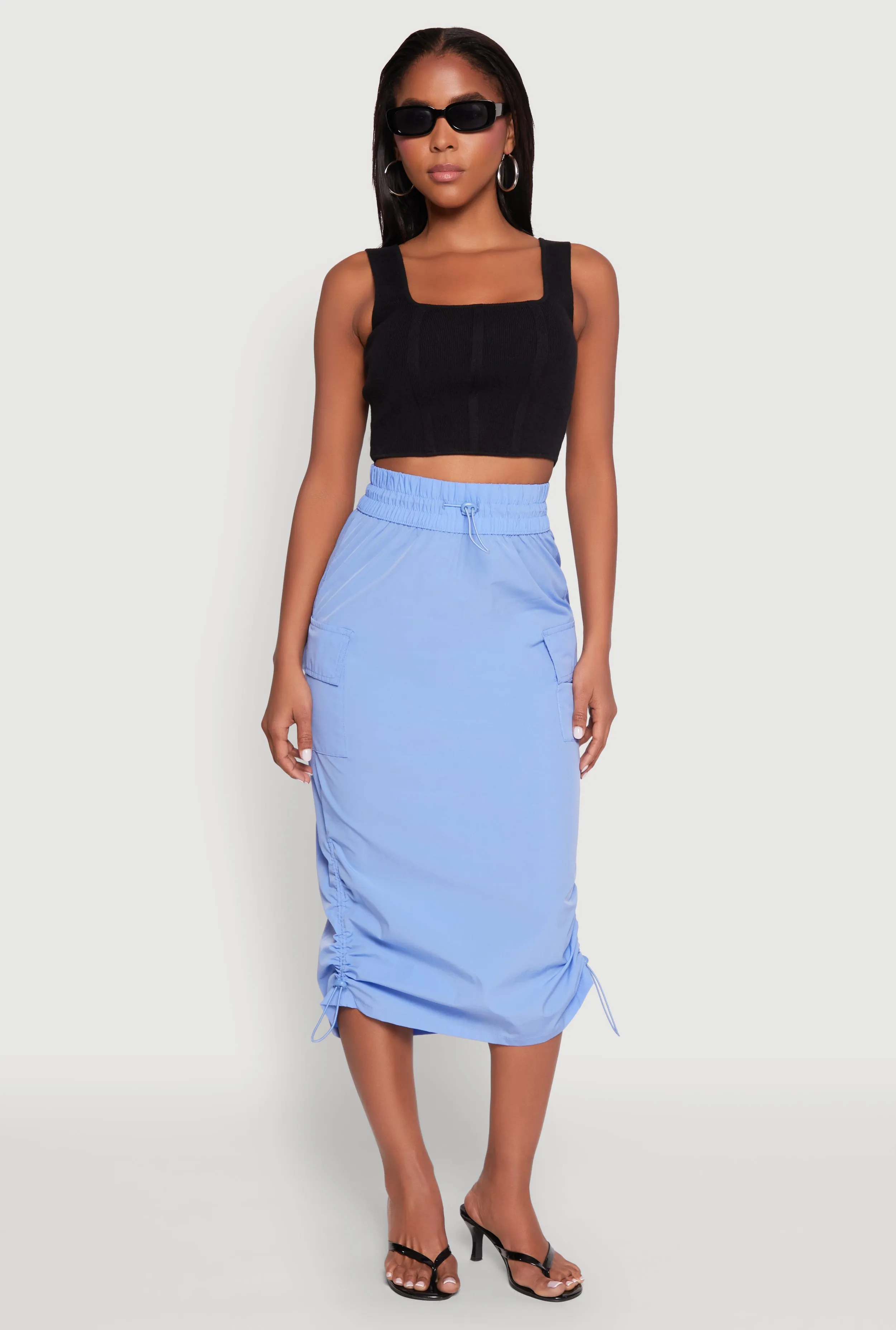 Toggle Drawstring Nylon Cargo Skirt sold by Rainbow