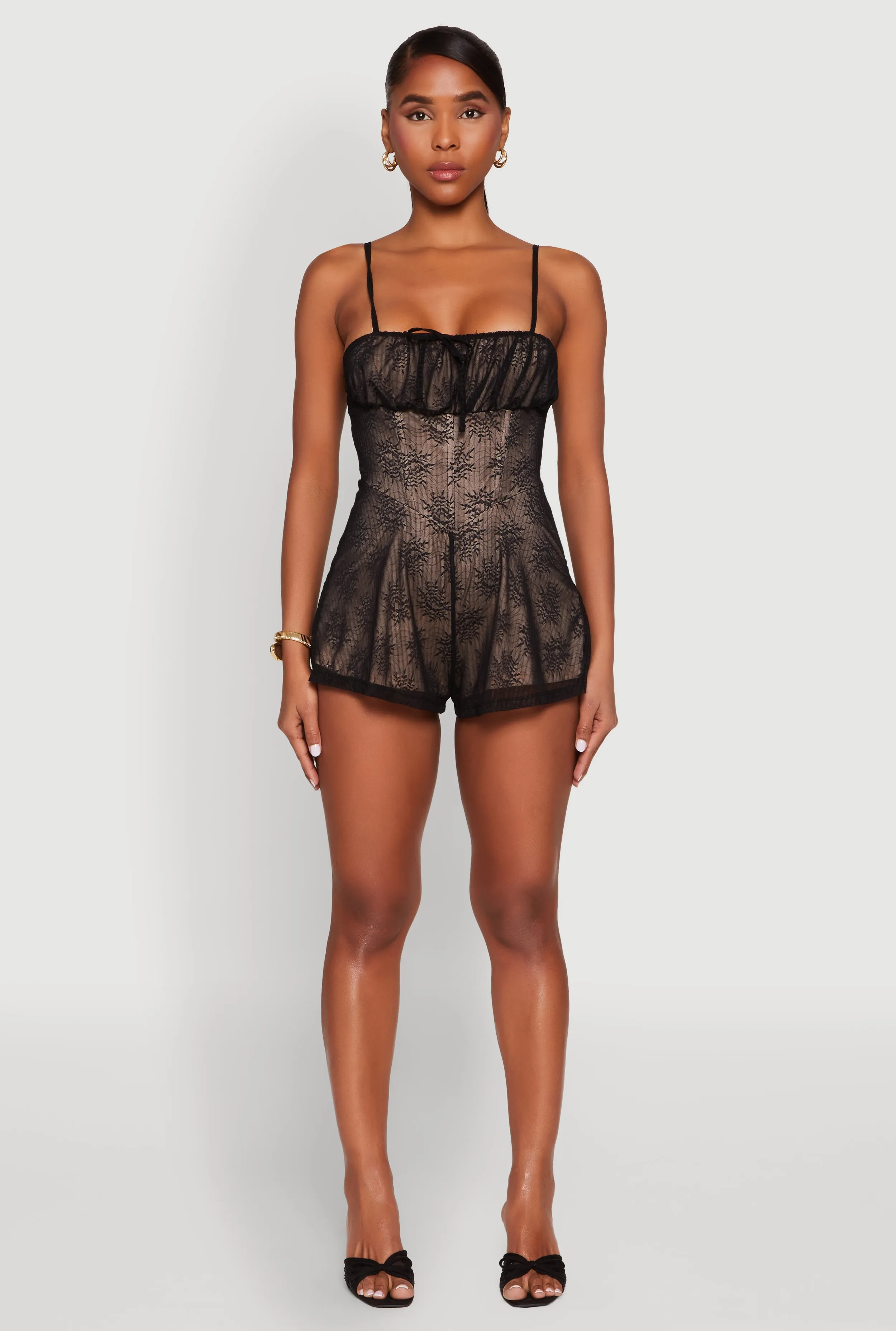 Iris Lace Square Neck Romper sold by Rainbow