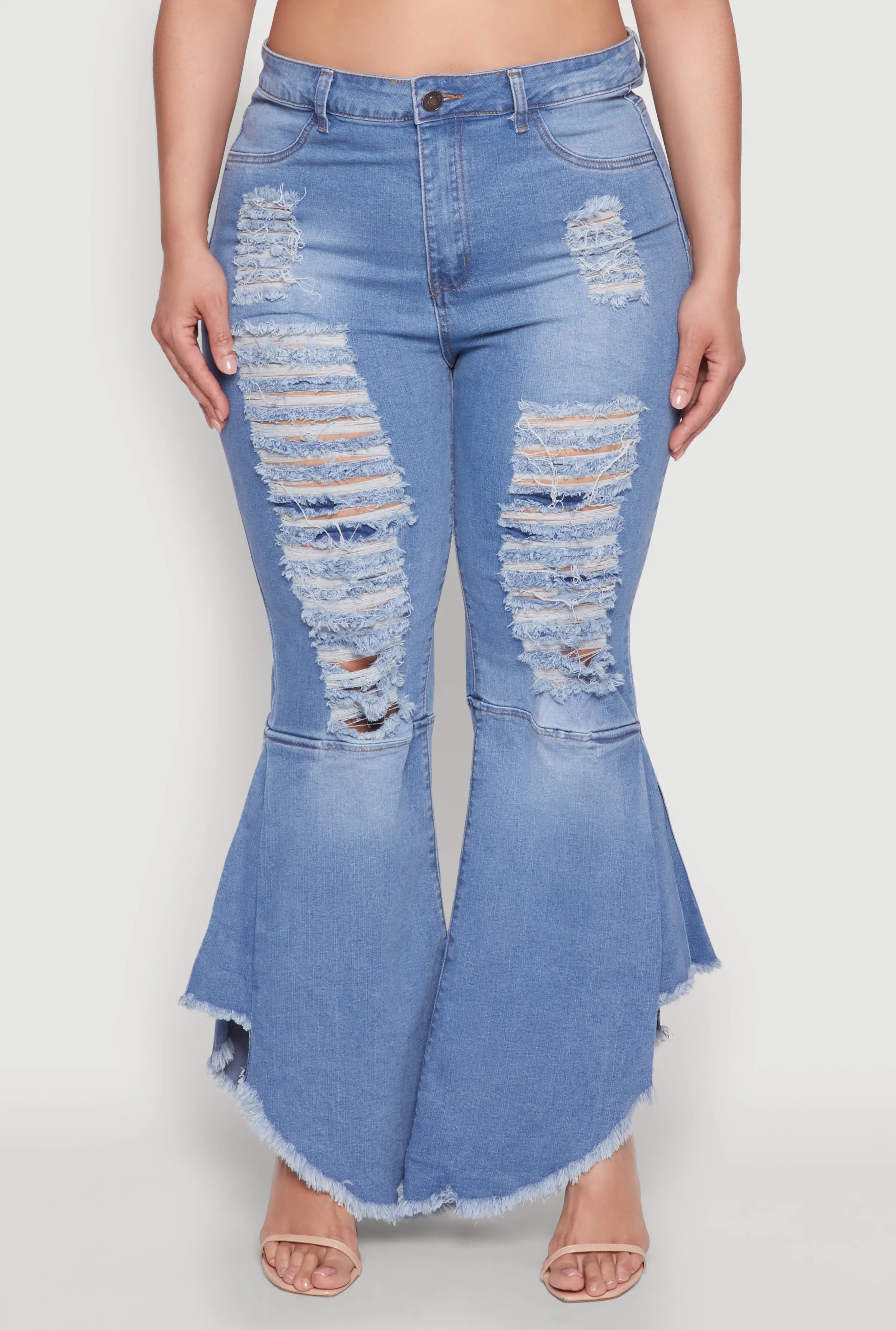 Plus Size Ripped Distressed Flared Jeans sold by Rainbow product image thumbnail 5