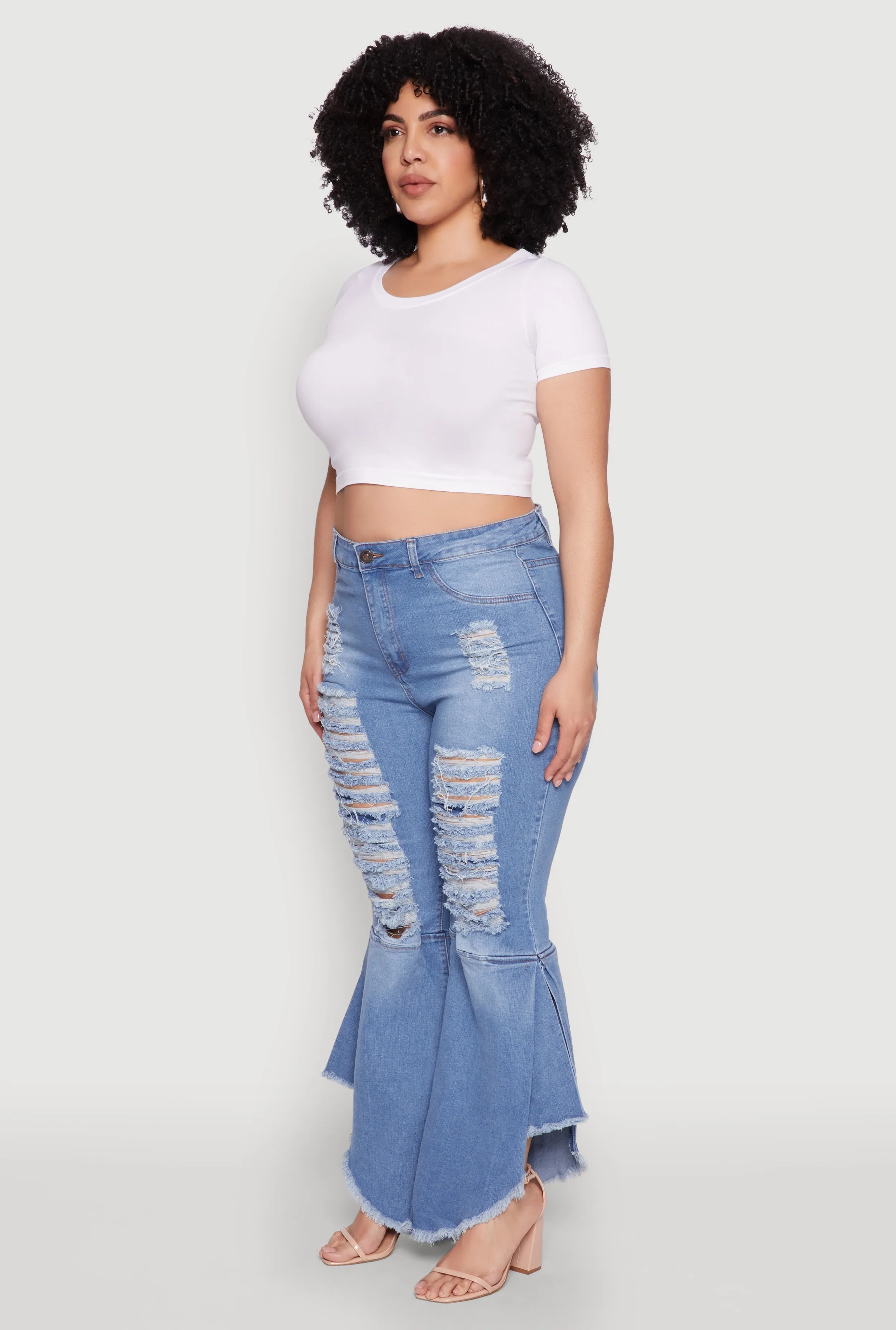 Plus Size Ripped Distressed Flared Jeans sold by Rainbow product image thumbnail 3