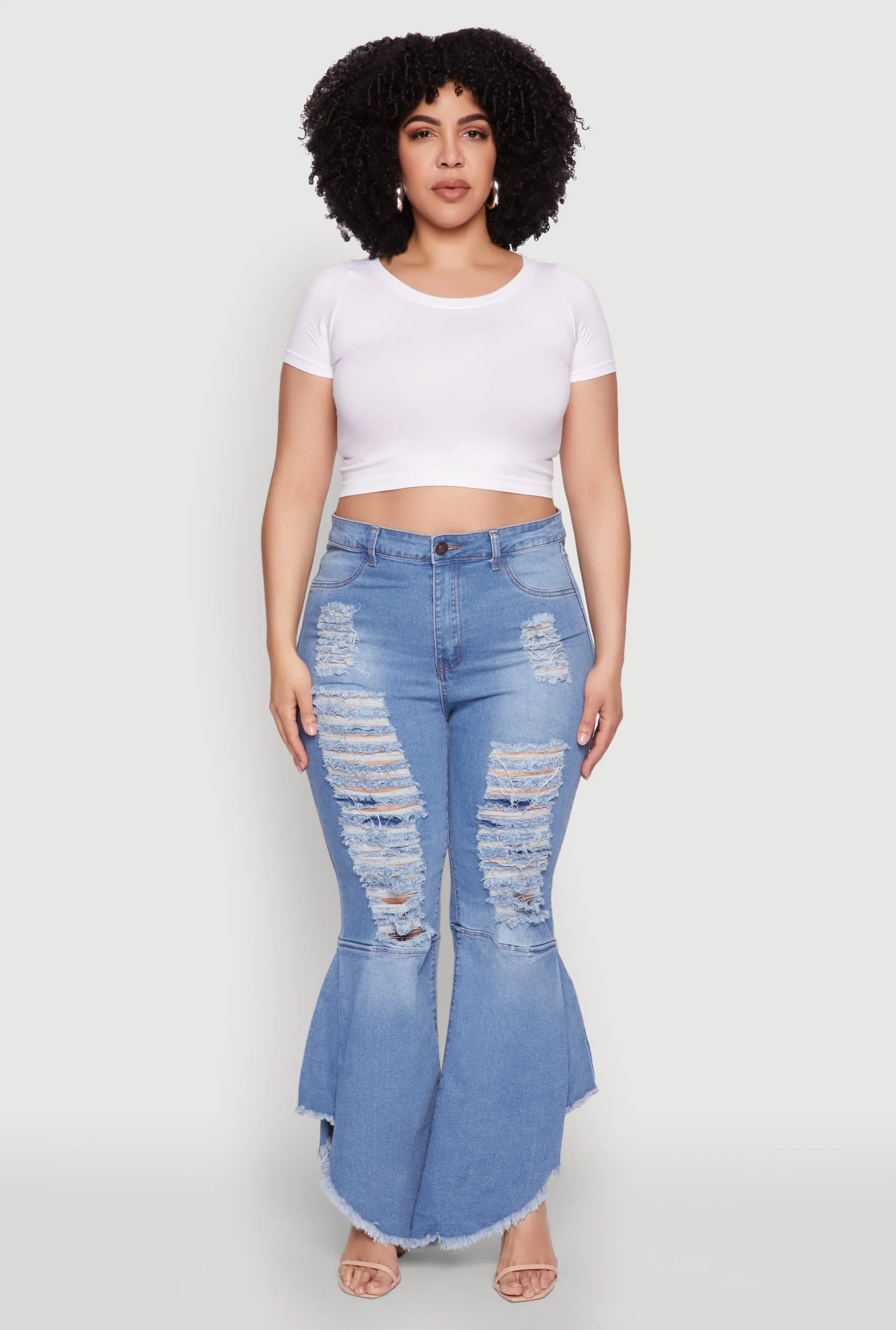 Plus Size Ripped Distressed Flared Jeans sold by Rainbow product image thumbnail 2