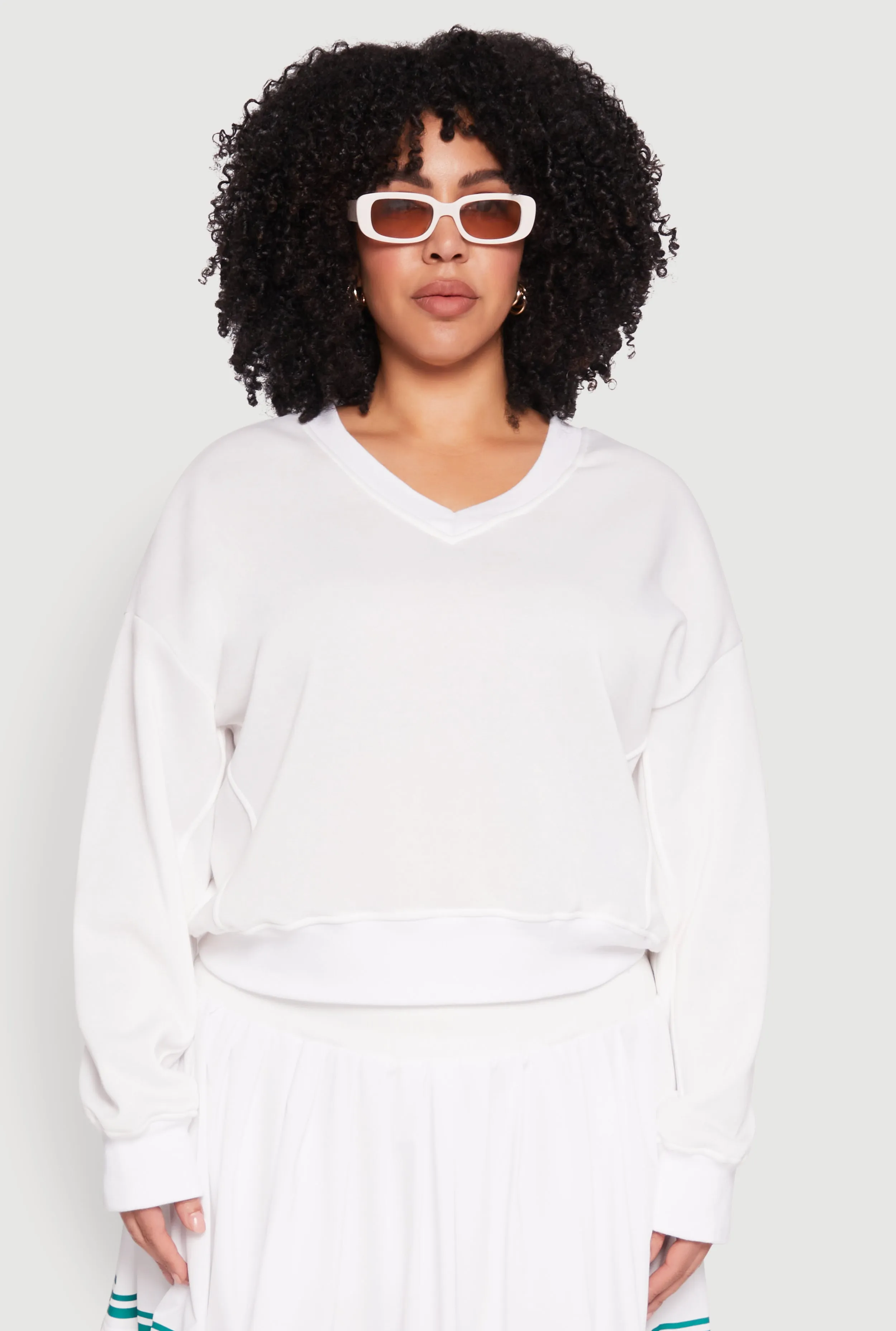 Plus Size V Neck Pullover Sweatshirt sold by Rainbow
