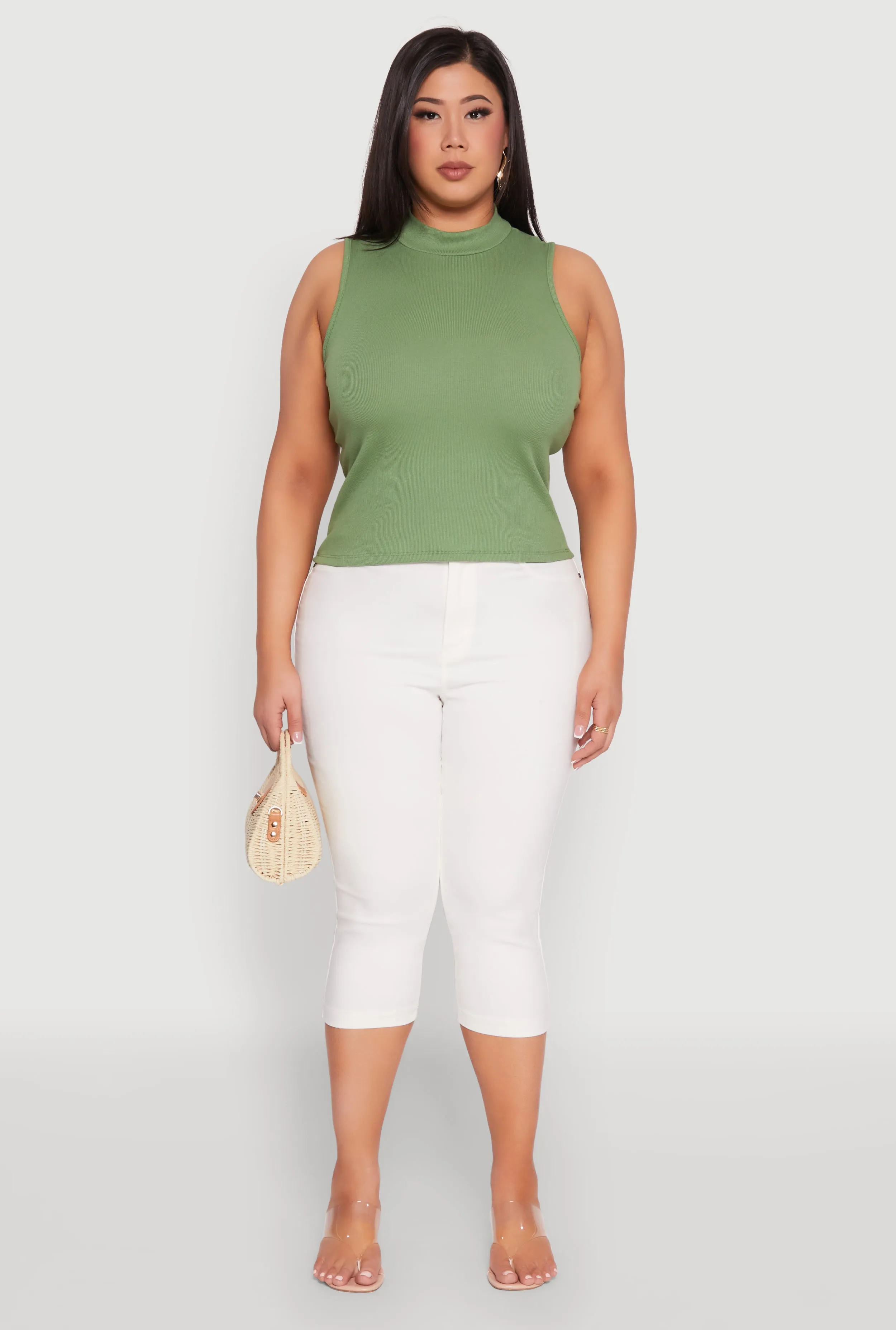 Plus Size Rib Knit Sleeveless Mock Neck Top sold by Rainbow product image thumbnail 3