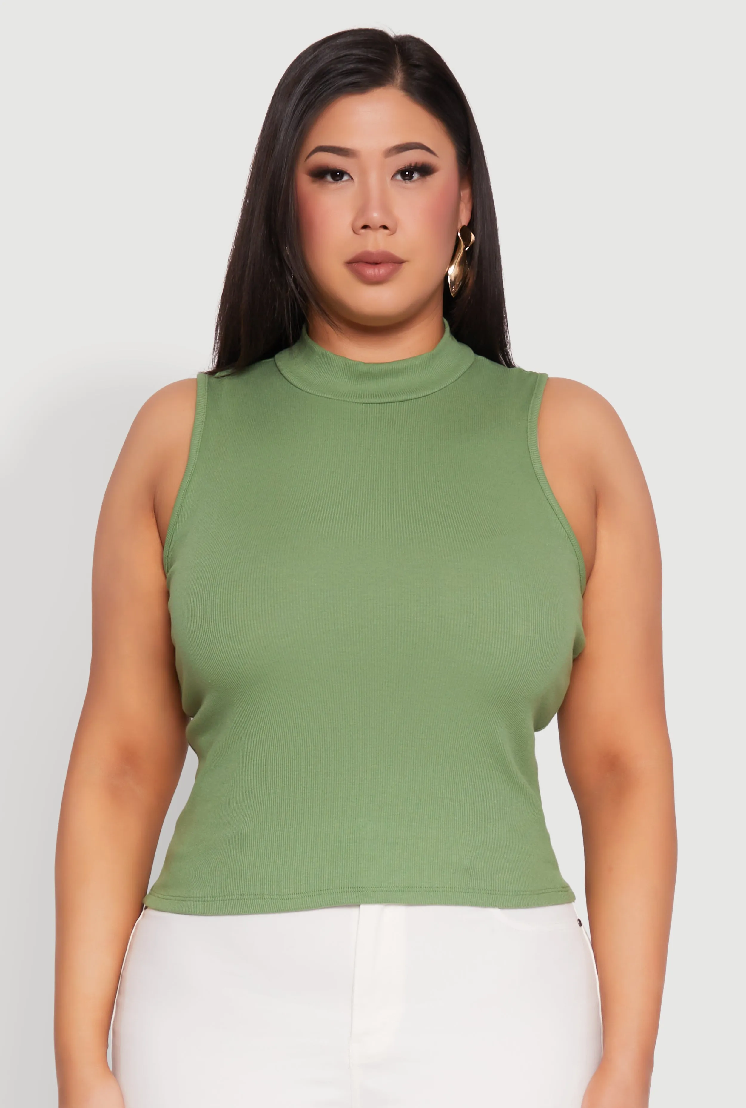 Plus Size Rib Knit Sleeveless Mock Neck Top sold by Rainbow product image thumbnail 2