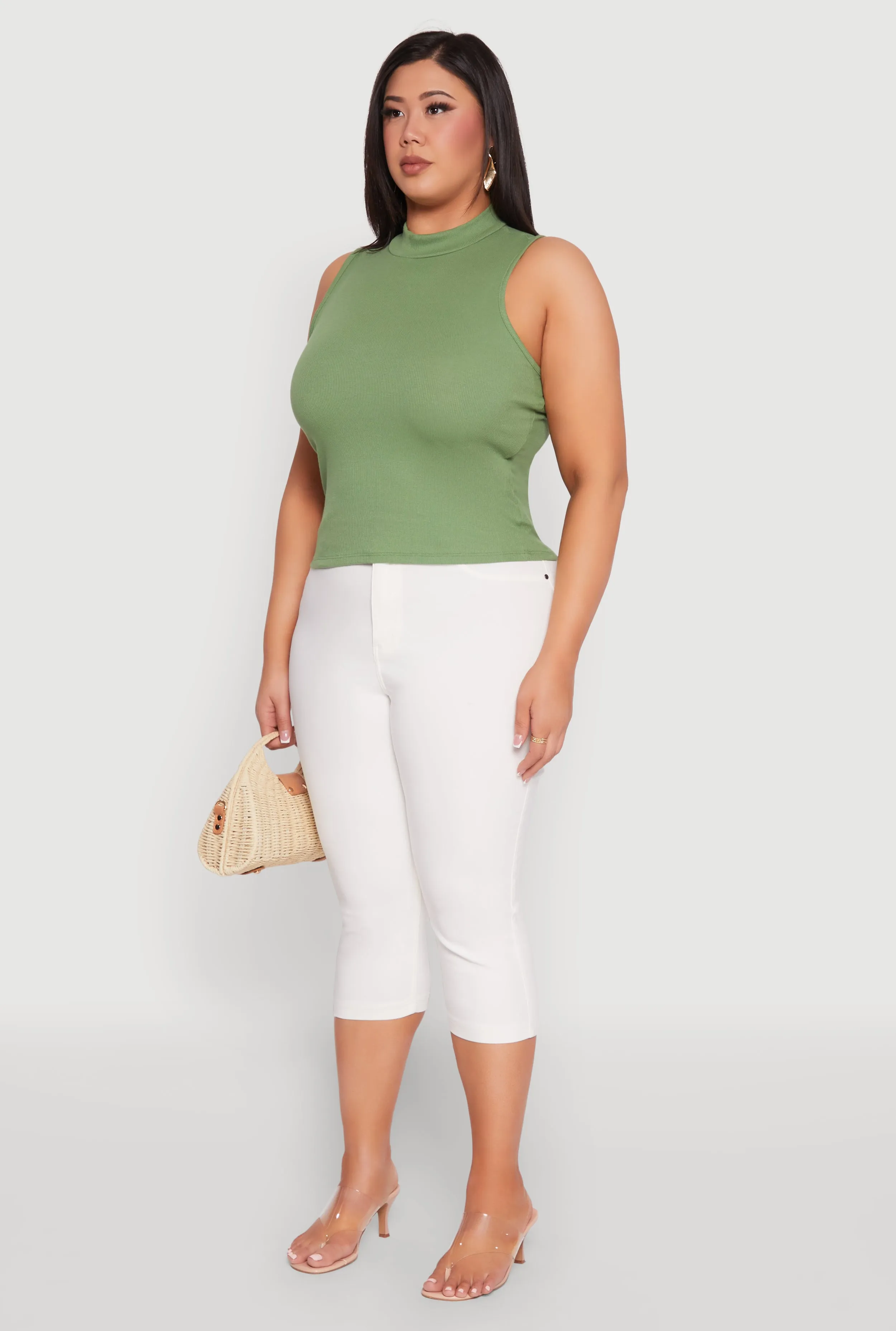 Plus Size Rib Knit Sleeveless Mock Neck Top sold by Rainbow product image thumbnail 5