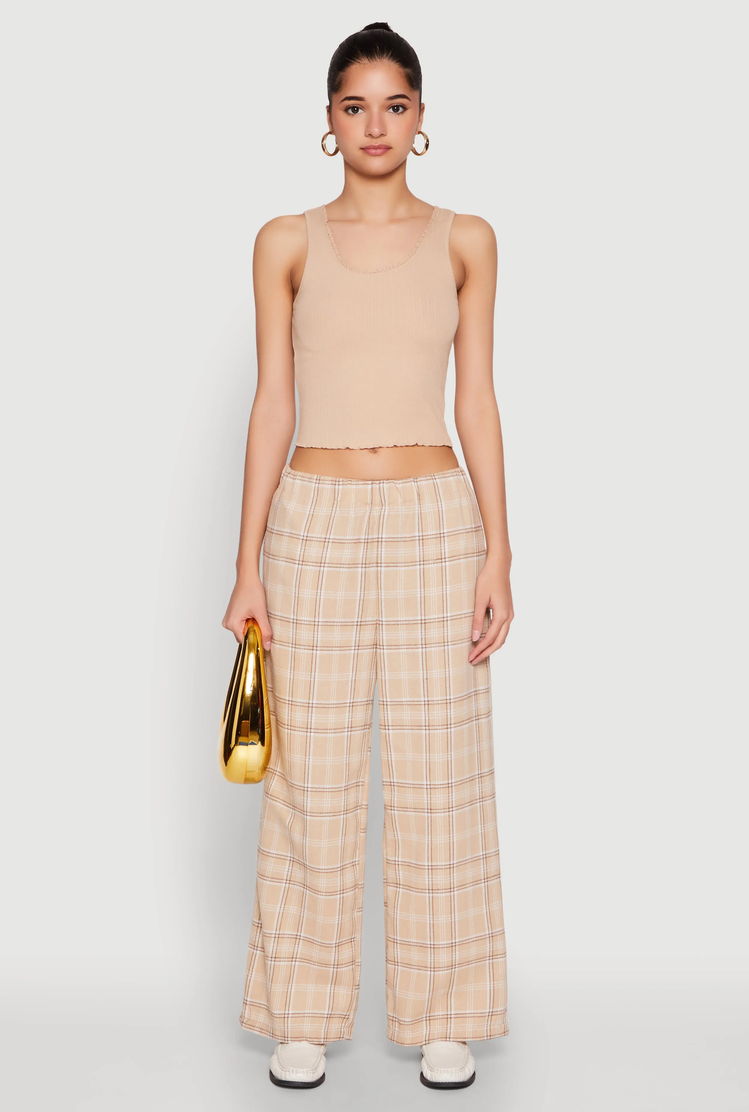 Crochet Trim Rib Knit Tank Top sold by Rainbow product image thumbnail 3