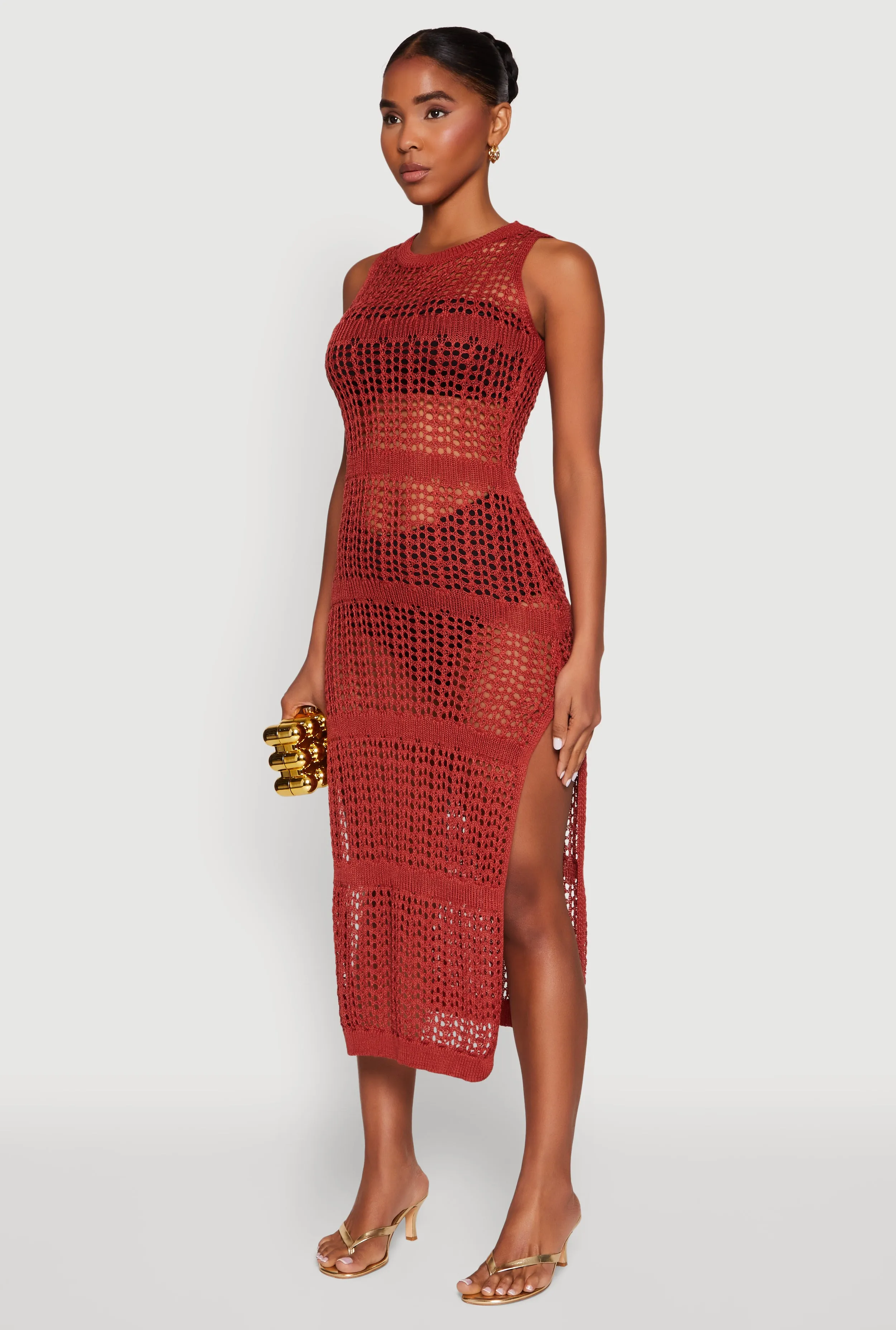 Side Slit Crochet Midi Dress sold by Rainbow product image thumbnail 3