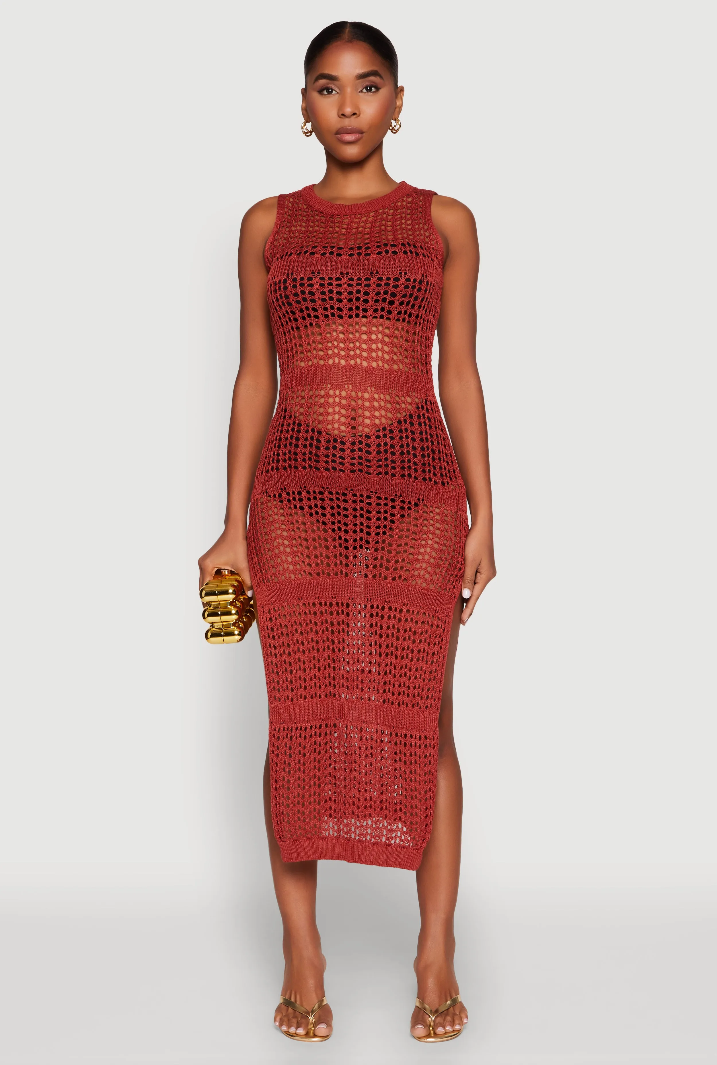 Side Slit Crochet Midi Dress sold by Rainbow product image thumbnail 2