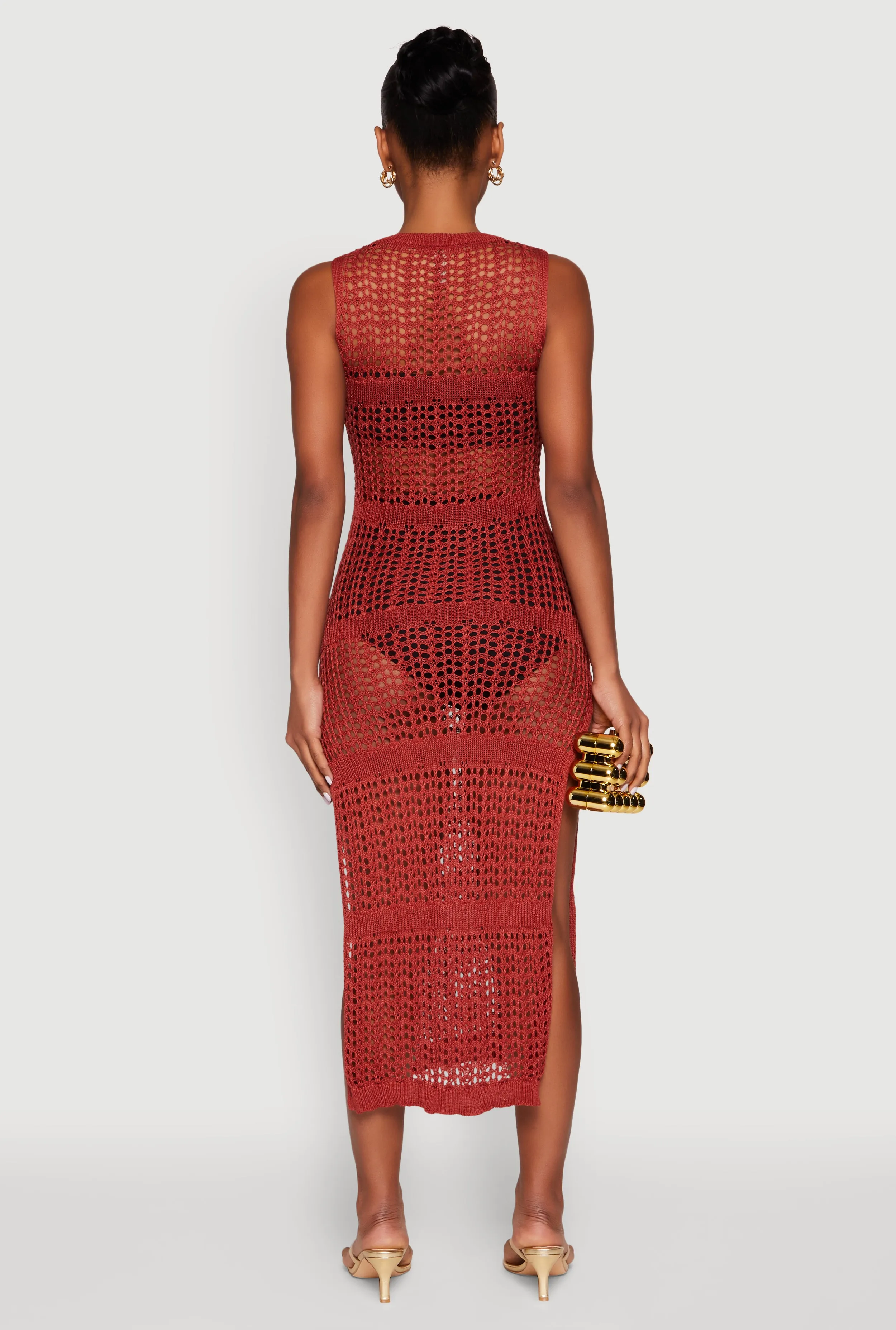 Side Slit Crochet Midi Dress sold by Rainbow product image thumbnail 5