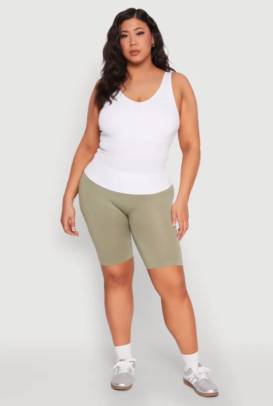 Plus Size Ribbed Knit Seamless Tank Top sold by Rainbow