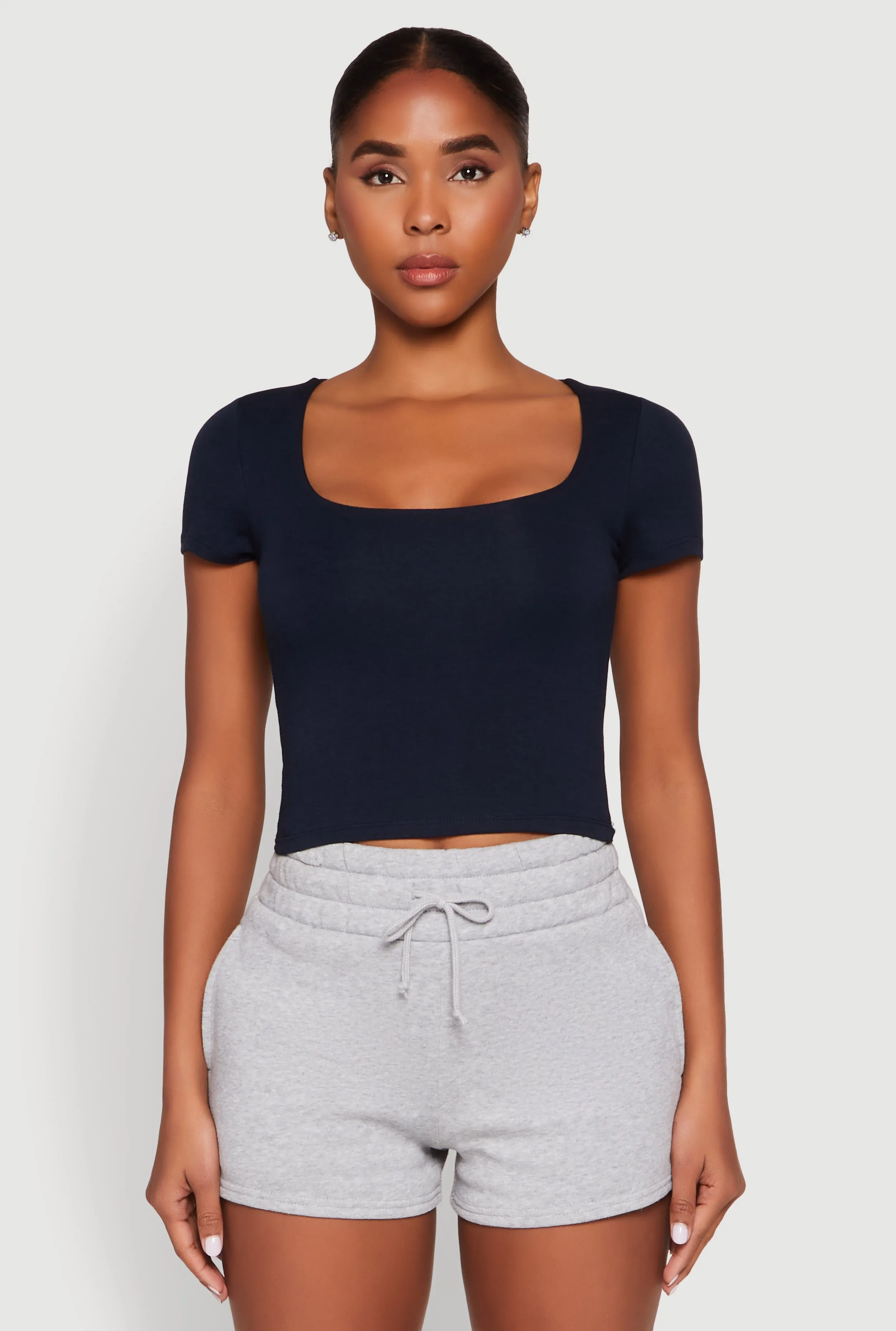 Basic Scoop Neck Cropped Tee sold by Rainbow product image thumbnail 2