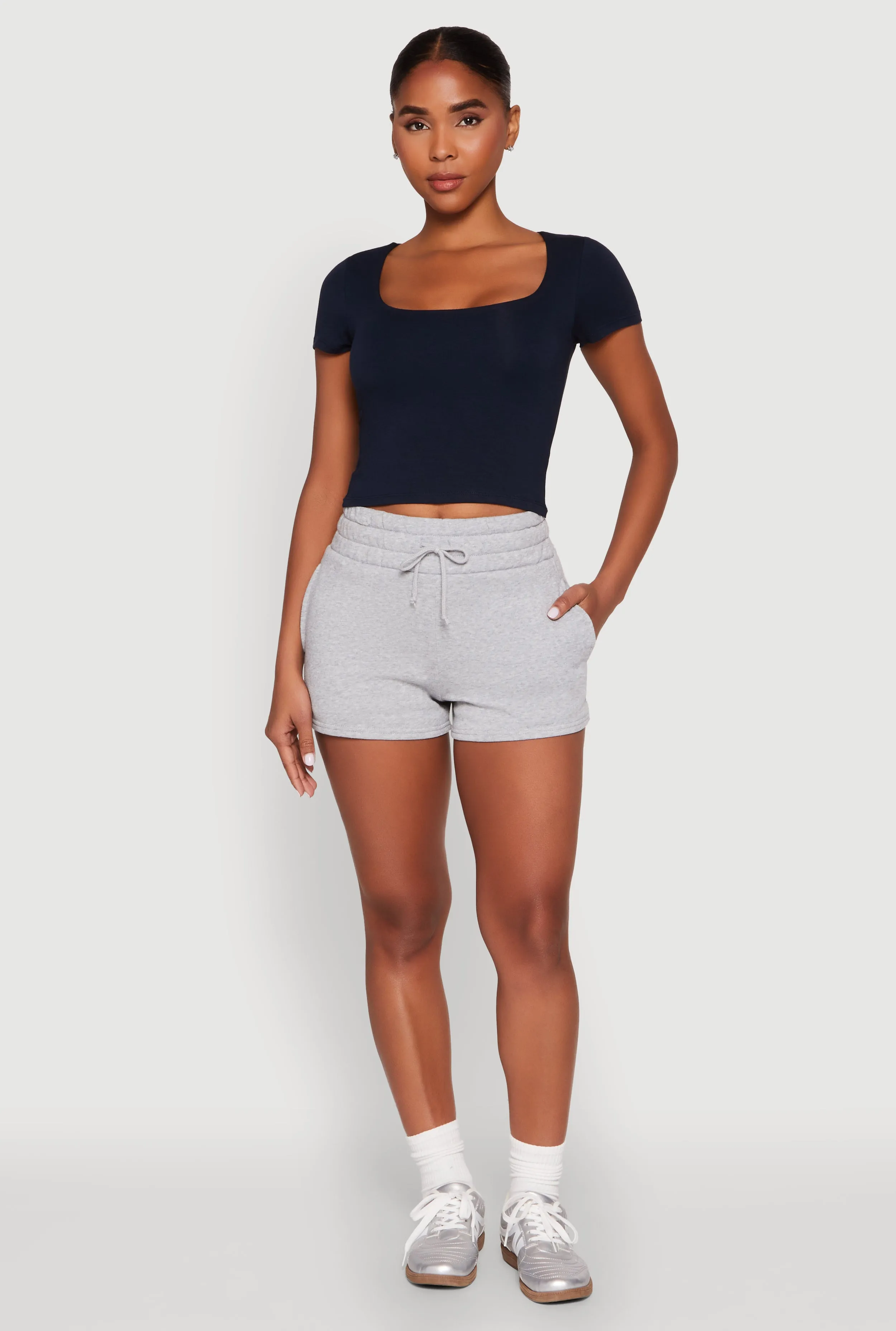 Basic Scoop Neck Cropped Tee sold by Rainbow