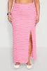 Plus Size Almost Famous Striped Textured Side Slit Maxi Skirt sold by Rainbow