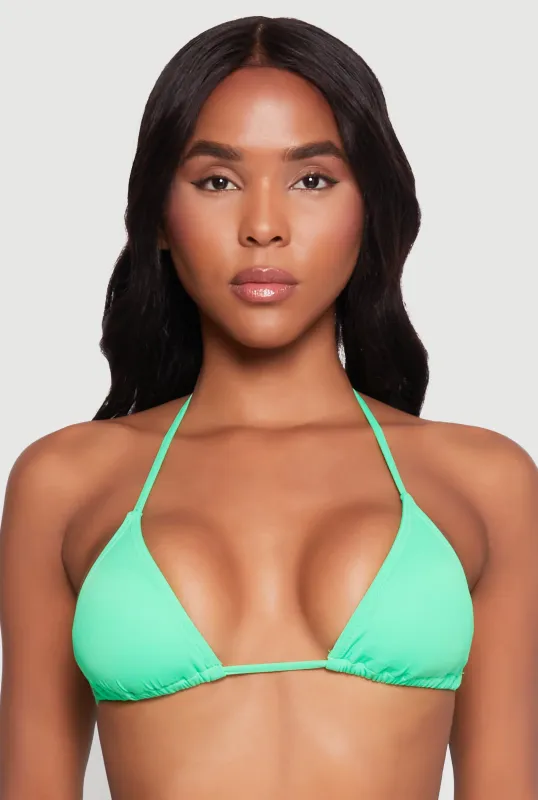 Halter Neck Triangle Swim Bikini Top sold by Rainbow