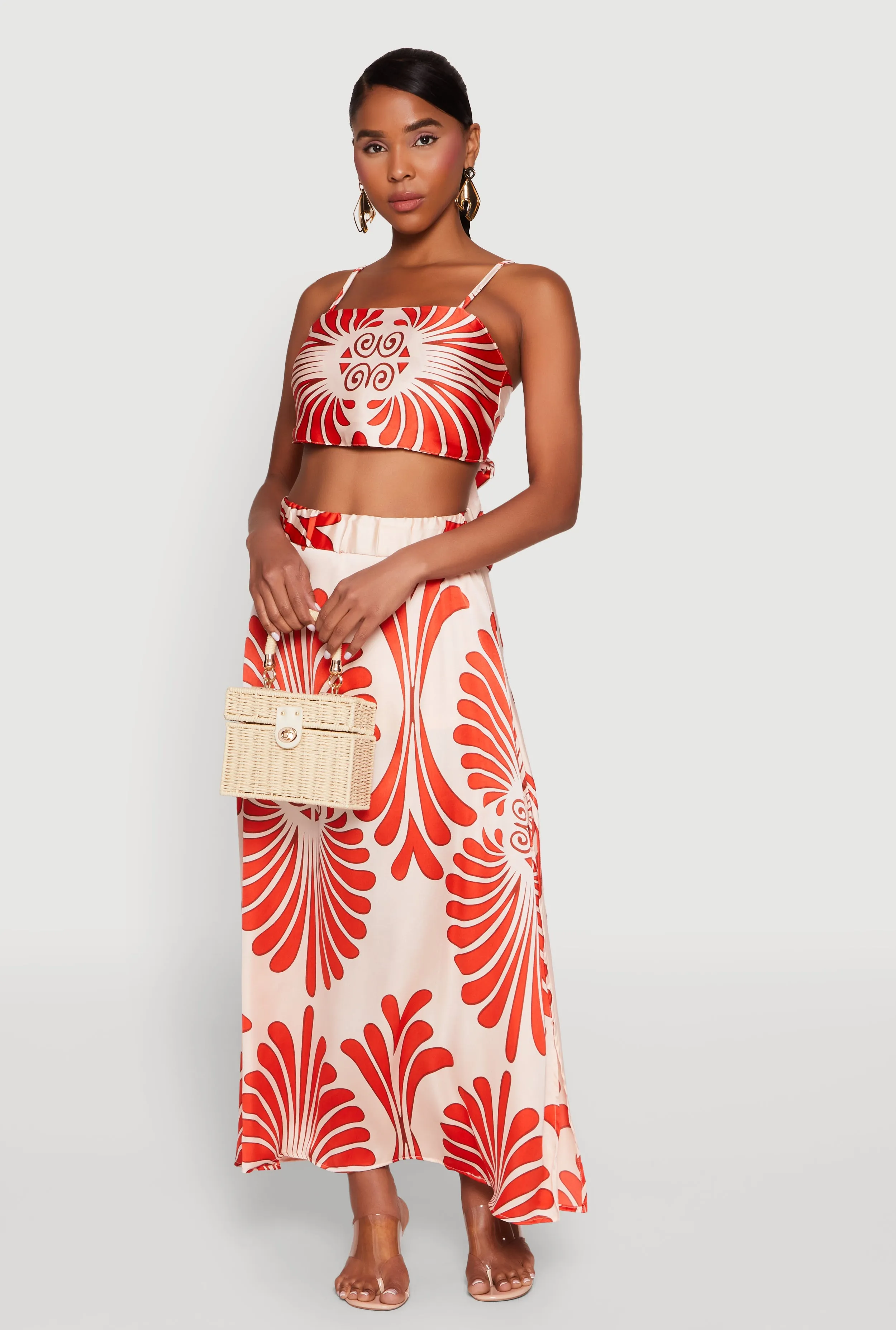 Satin Square Neck Tie Back Crop Top sold by Rainbow product image thumbnail 3