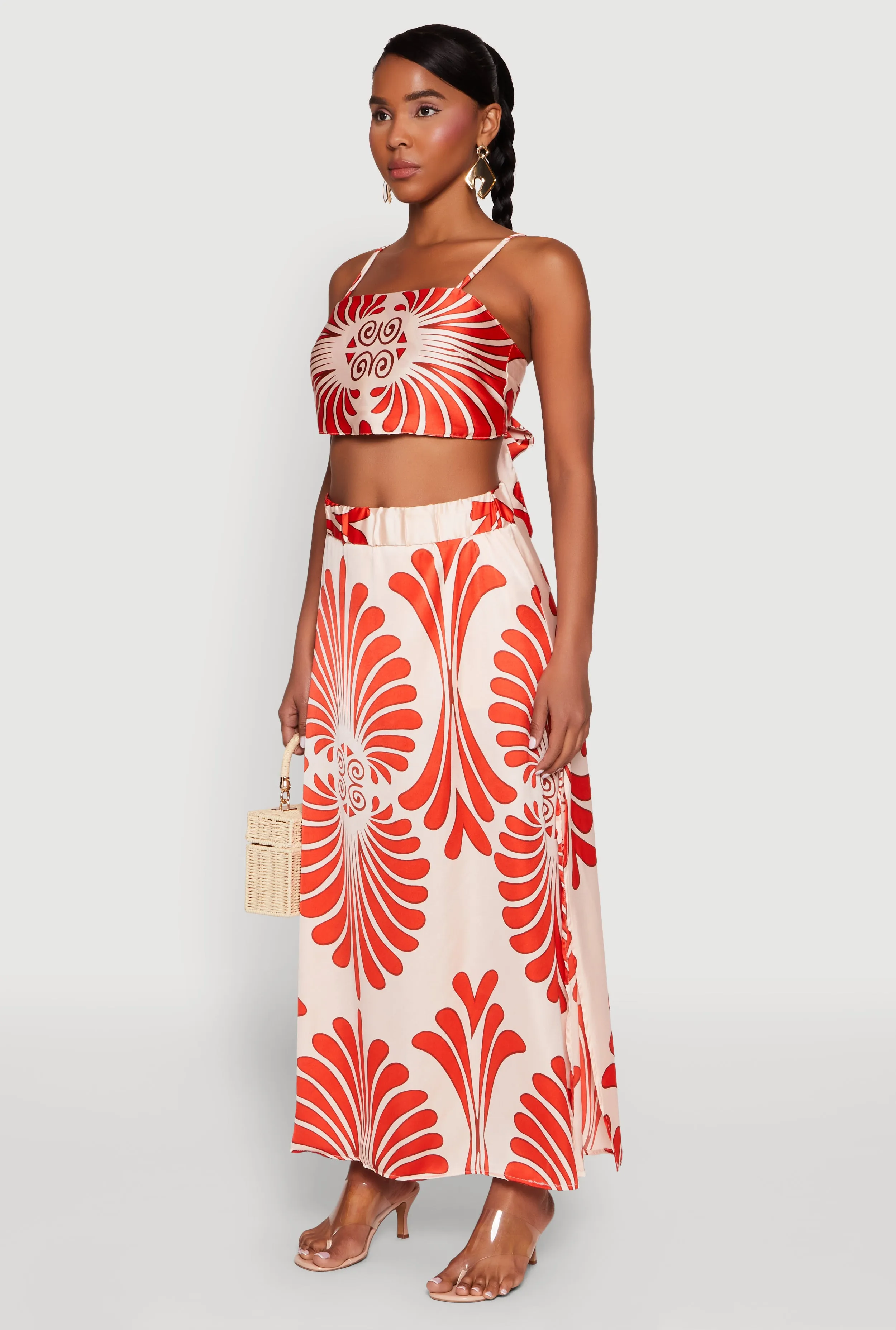 Satin Square Neck Tie Back Crop Top sold by Rainbow product image thumbnail 5