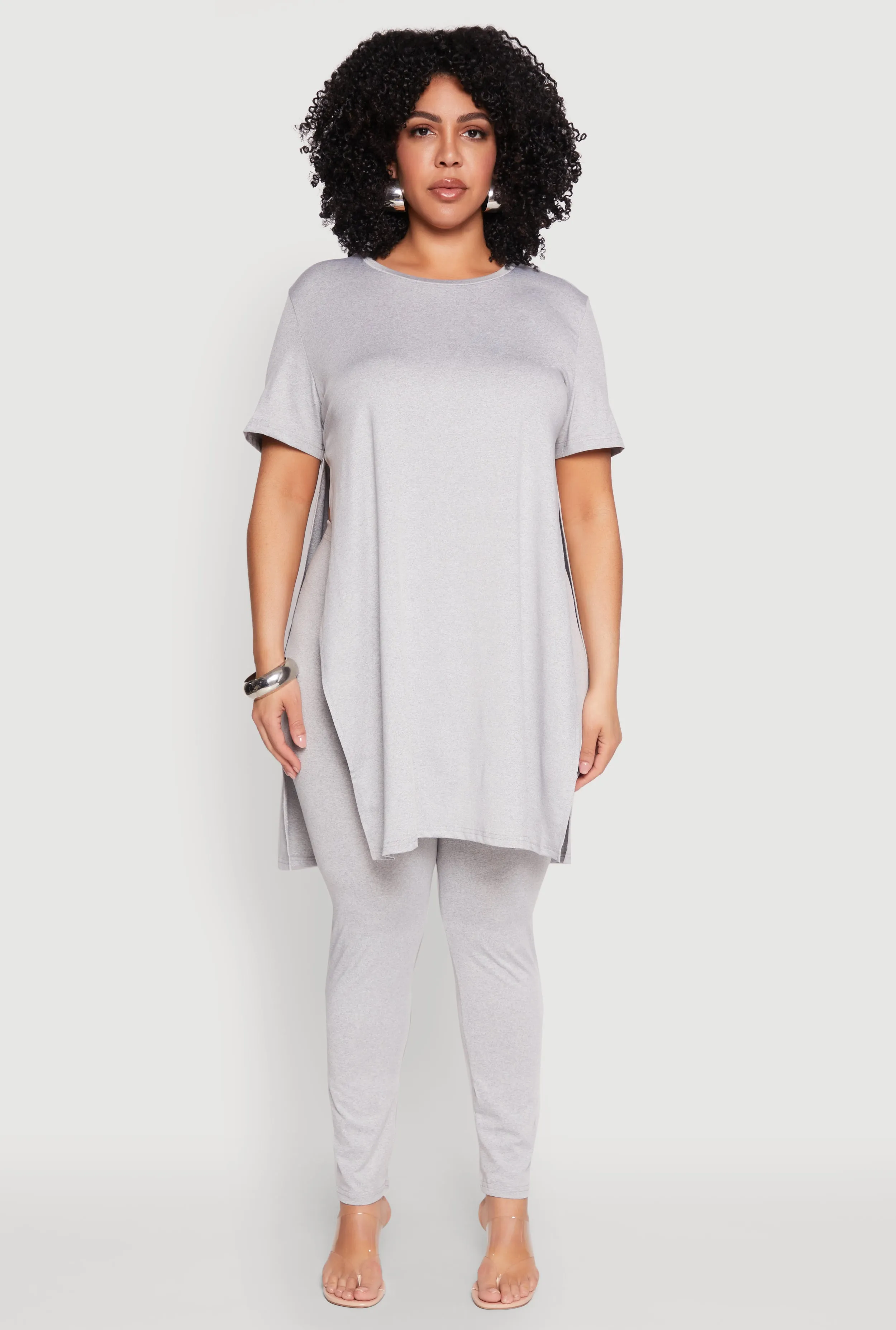 Plus Size Daisy Side Slit Crew Neck Tunic Top sold by Rainbow product image thumbnail 2