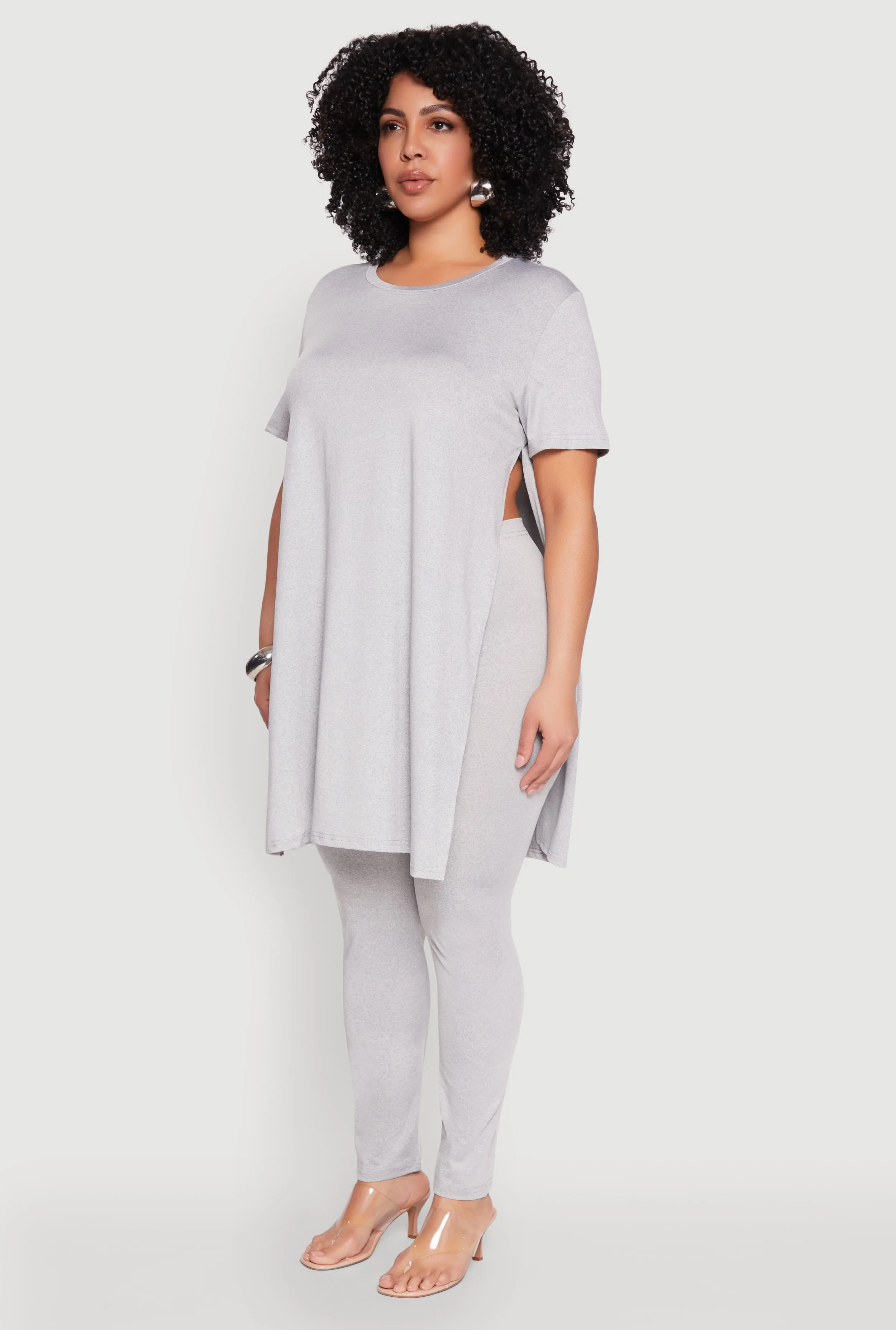 Plus Size Daisy Side Slit Crew Neck Tunic Top sold by Rainbow product image thumbnail 5