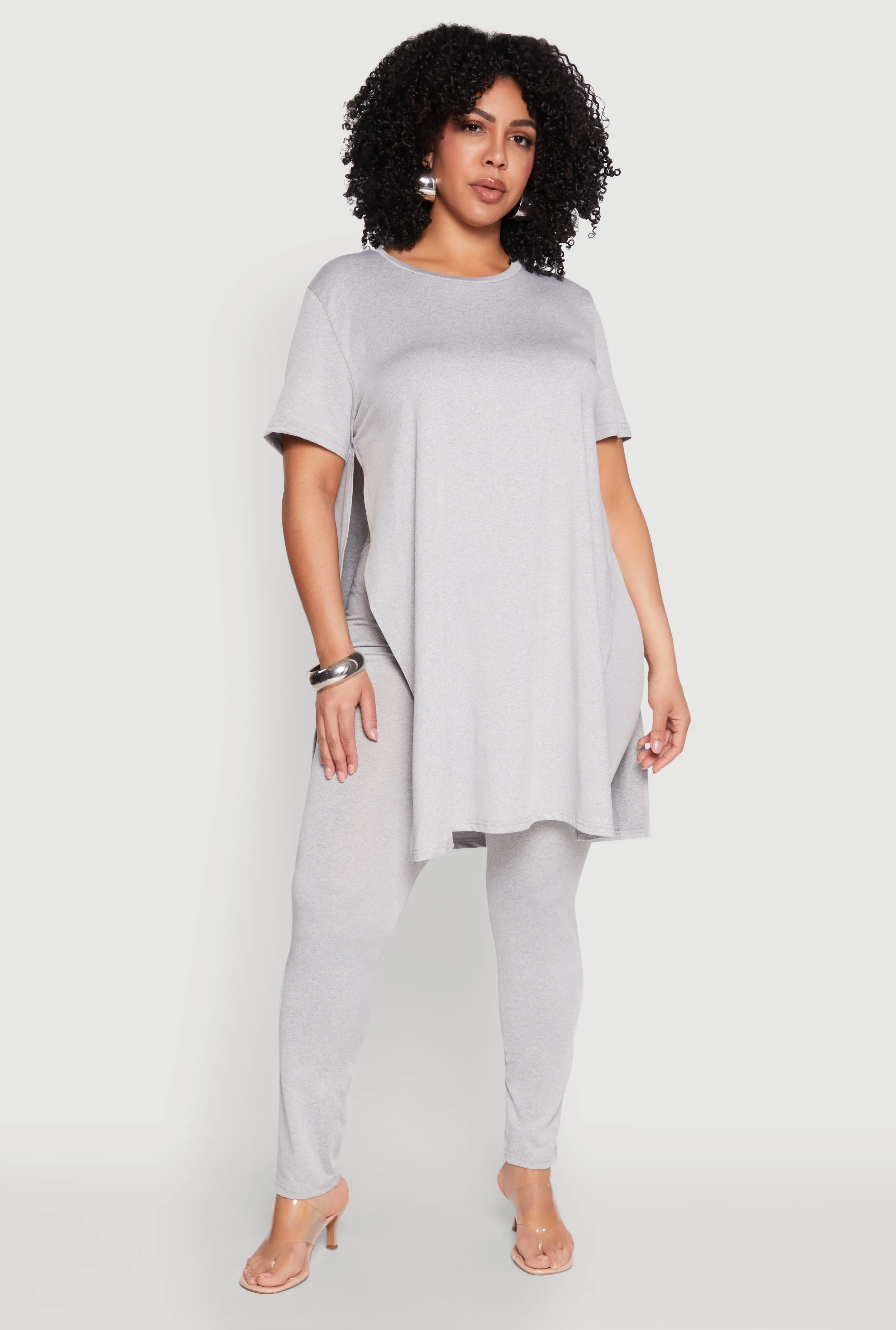 Plus Size Daisy Side Slit Crew Neck Tunic Top sold by Rainbow product image thumbnail 3