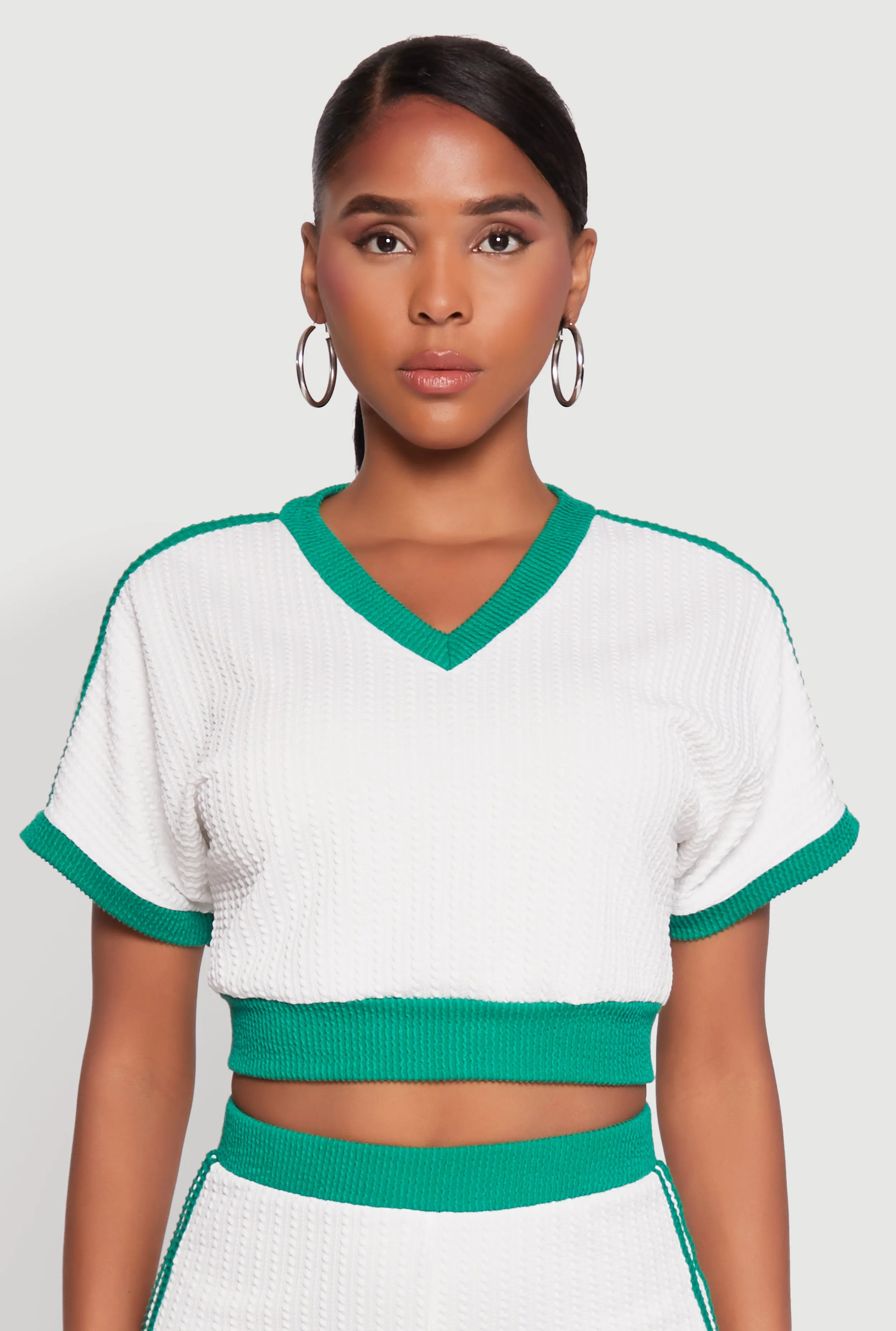 Contrast Trim Crop Top sold by Rainbow