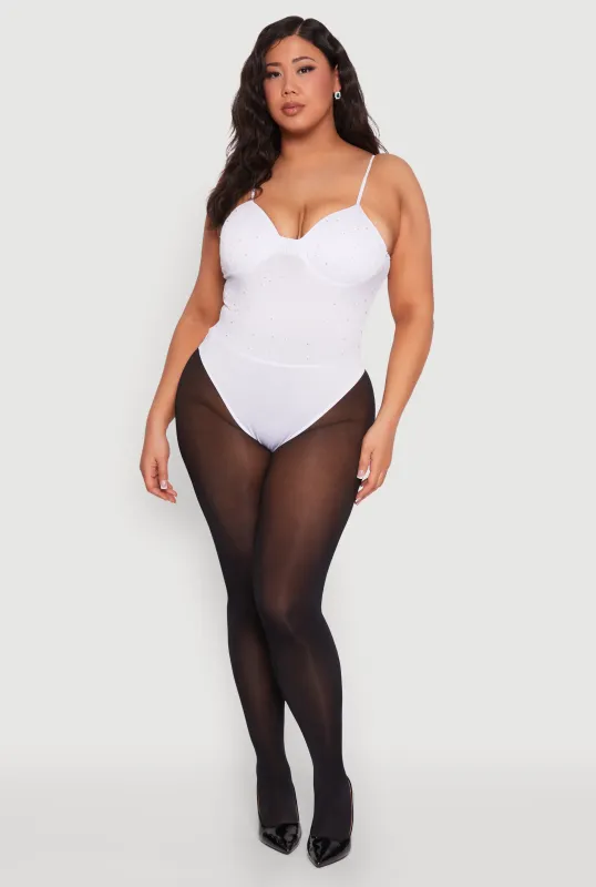 Plus Size Rhinestone Bustier Bodysuit sold by Rainbow