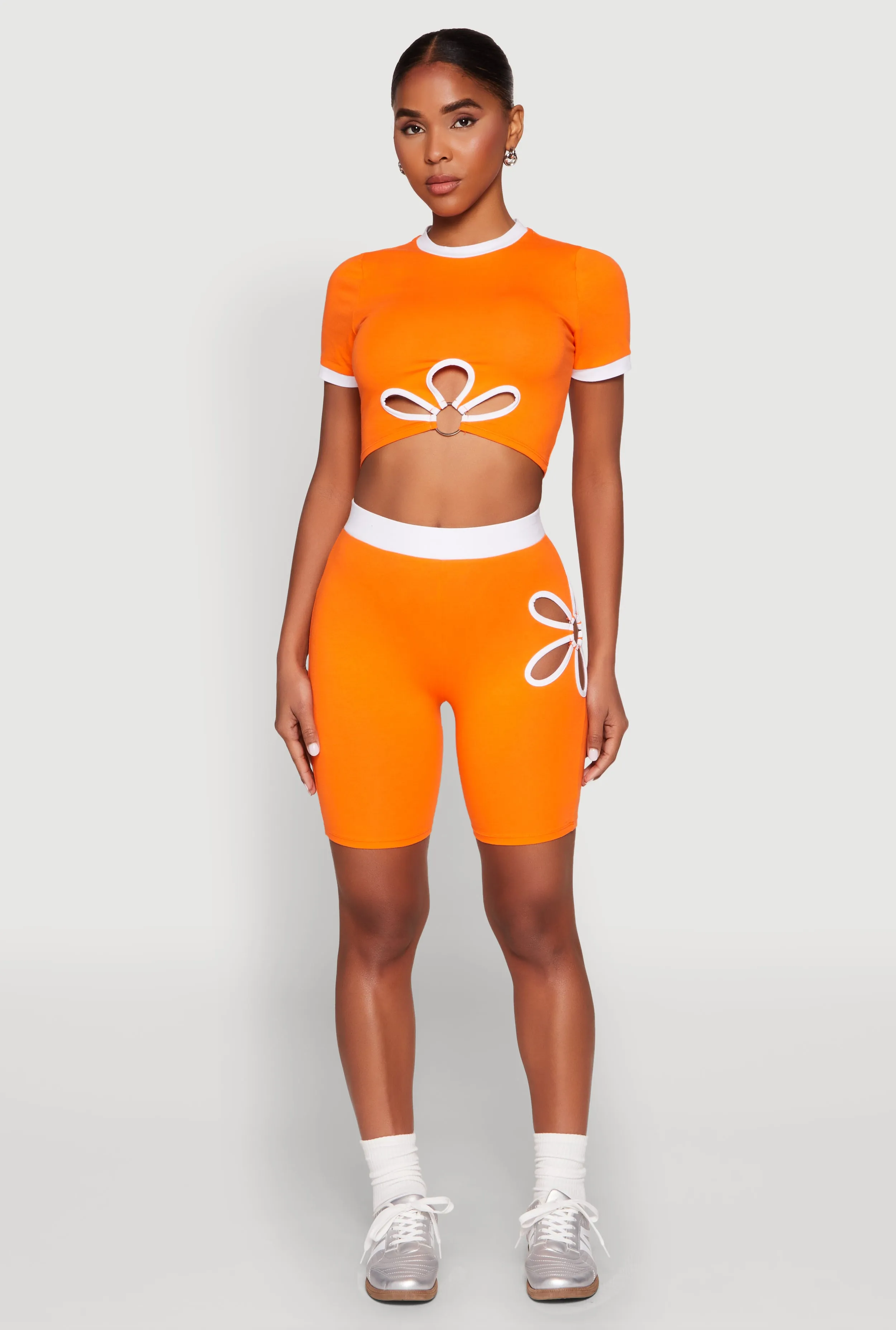 Contrast Trim O Ring Cut Out Crop Top sold by Rainbow product image thumbnail 2