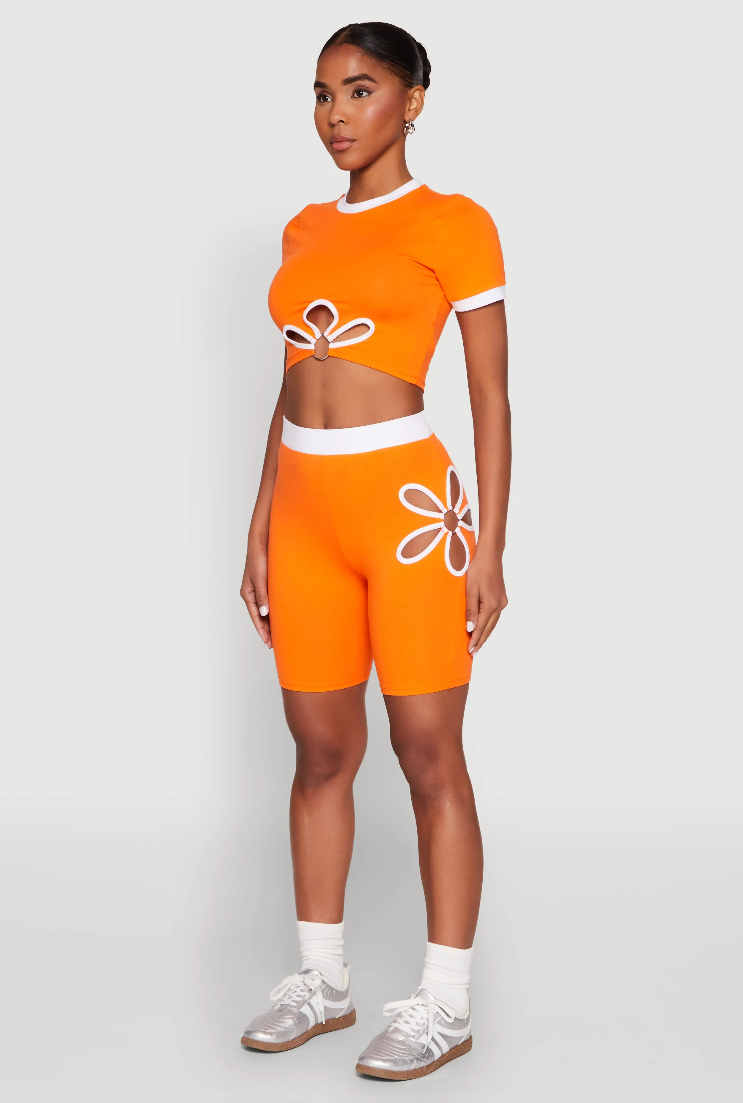 Contrast Trim O Ring Cut Out Crop Top sold by Rainbow product image thumbnail 5