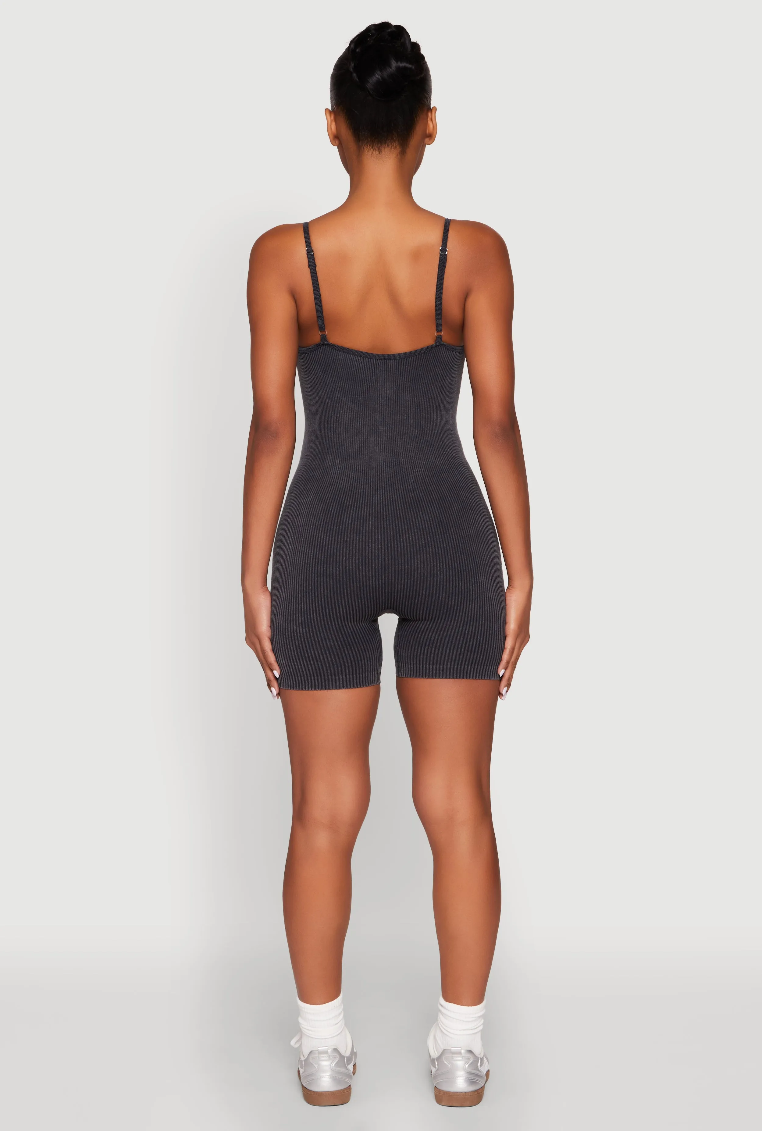 Mineral Wash Ribbed Knit Cami Romper sold by Rainbow product image thumbnail 5
