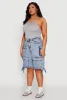 Plus Size Almost Famous Acid Wash Cargo Bermuda Shorts sold by Rainbow