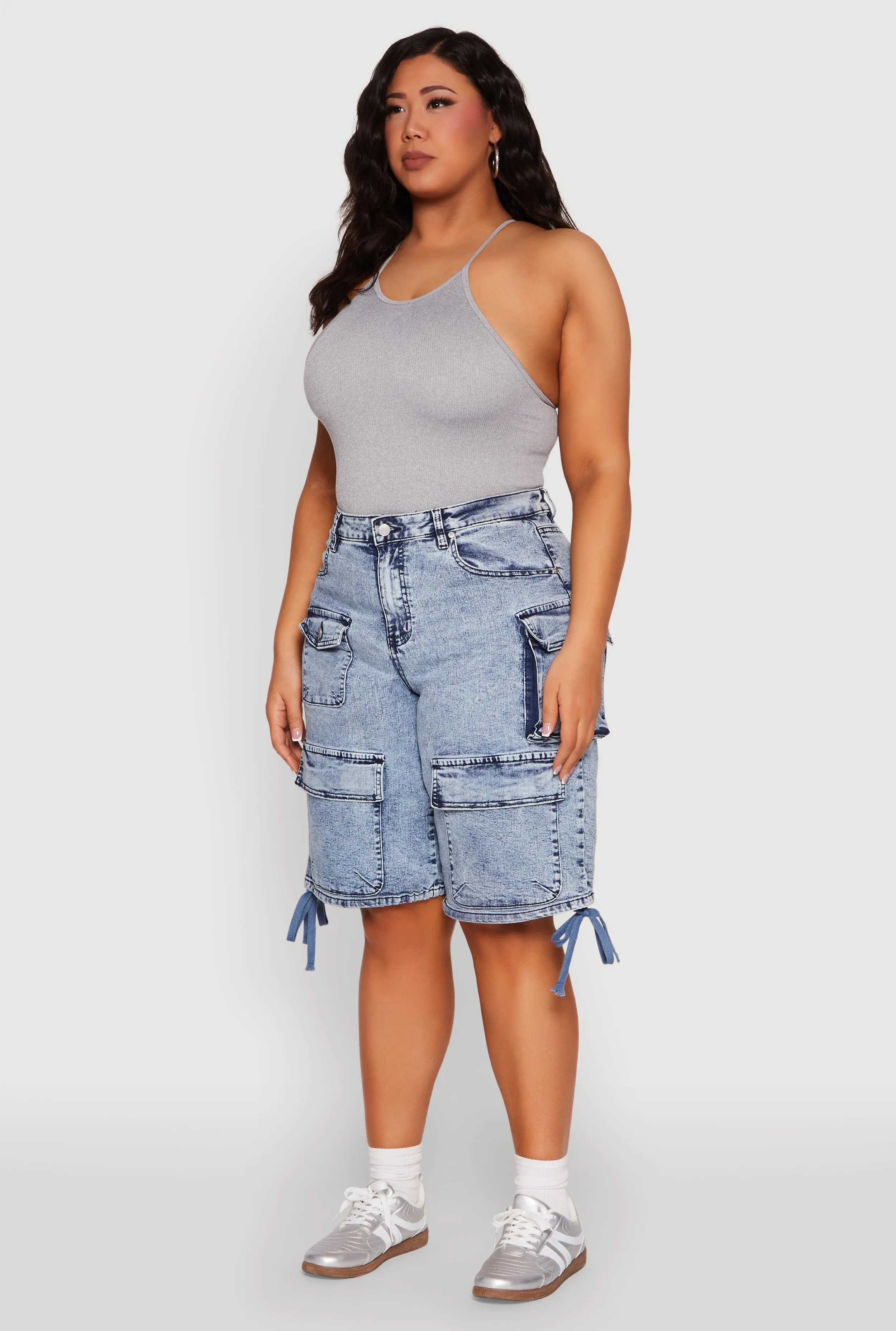 Plus Size Almost Famous Acid Wash Cargo Bermuda Shorts sold by Rainbow product image thumbnail 3