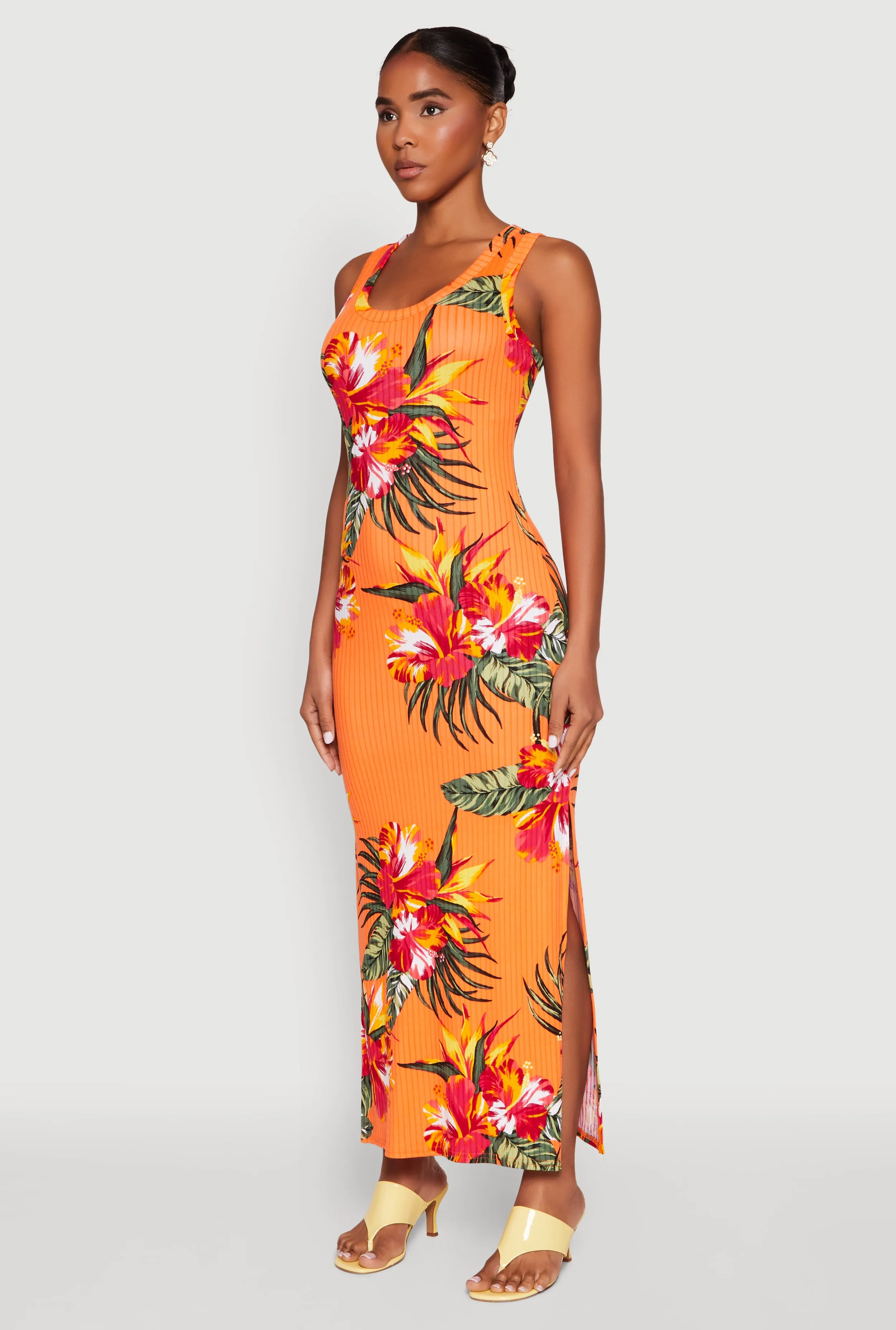 Ribbed Knit Floral Tank Dress sold by Rainbow product image thumbnail 3