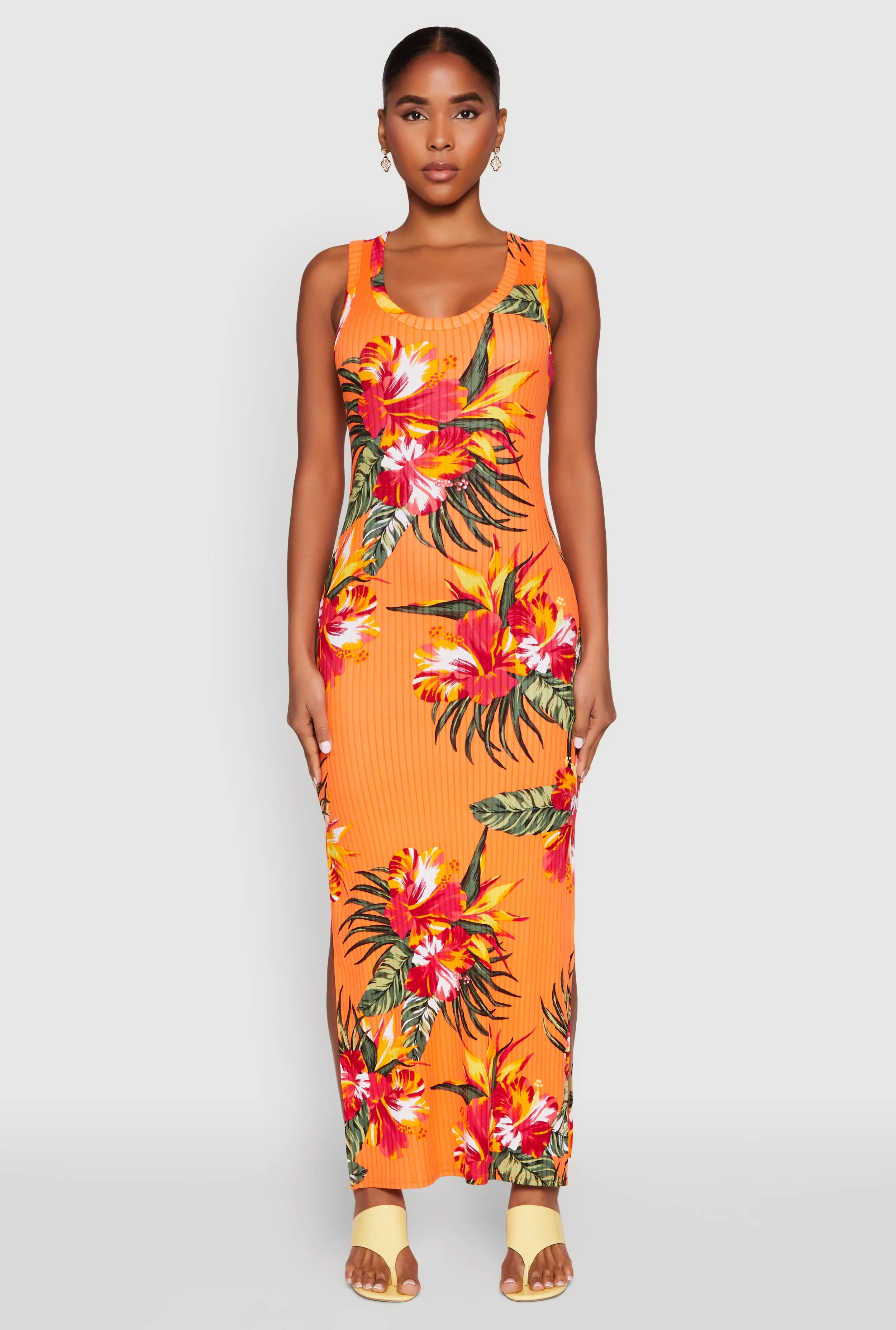 Ribbed Knit Floral Tank Dress sold by Rainbow product image thumbnail 2