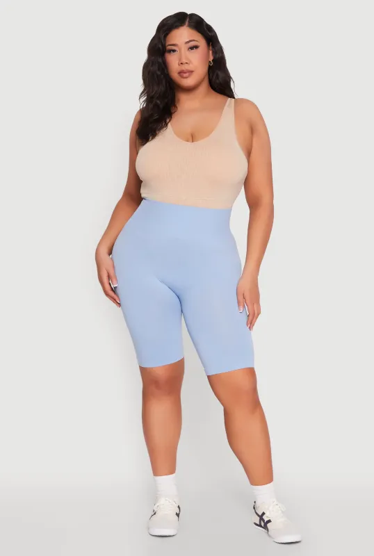 Plus Size Seamless High Waisted Bike Shorts sold by Rainbow