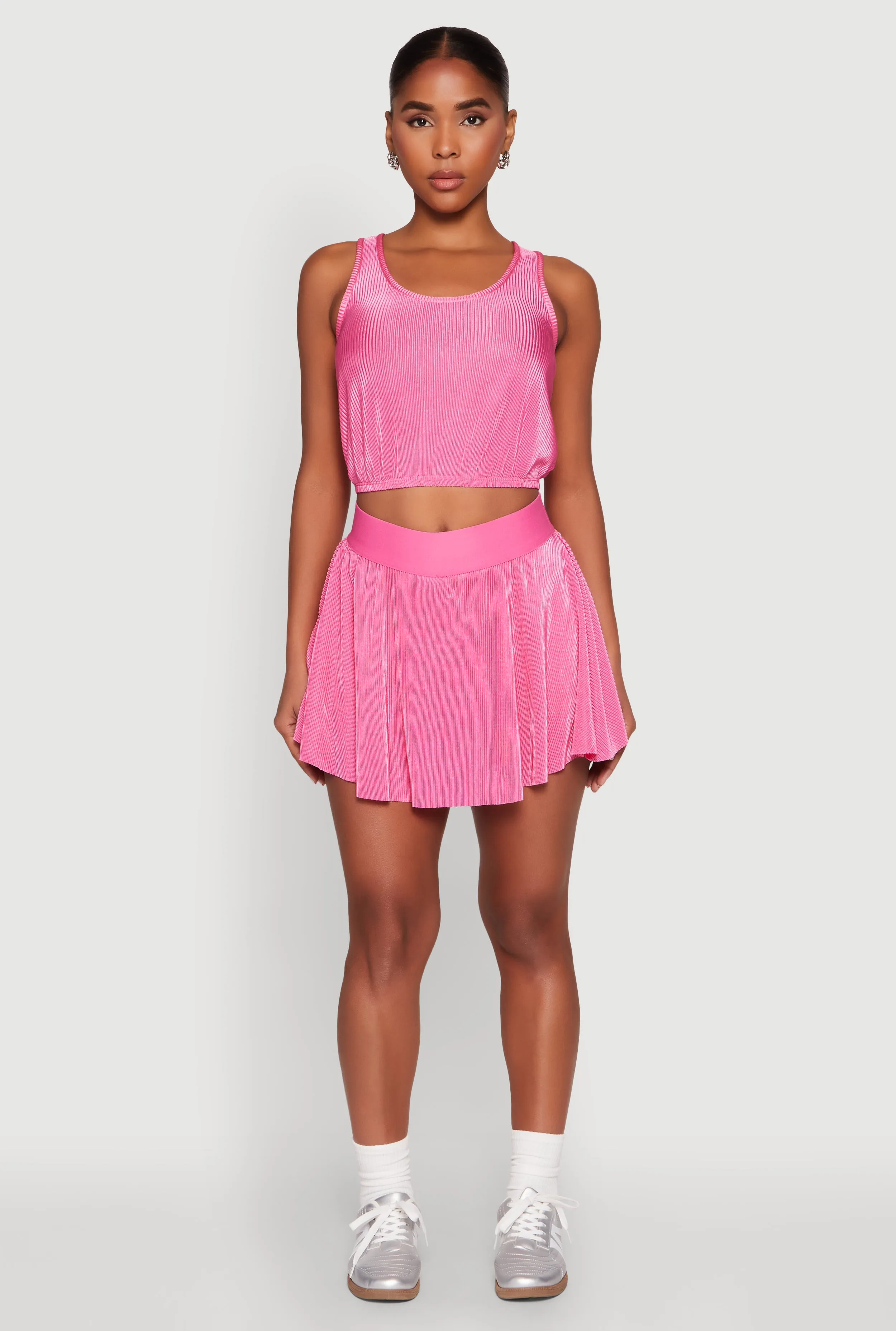 Almost Famous Plisse Cropped Tank Top sold by Rainbow product image thumbnail 2