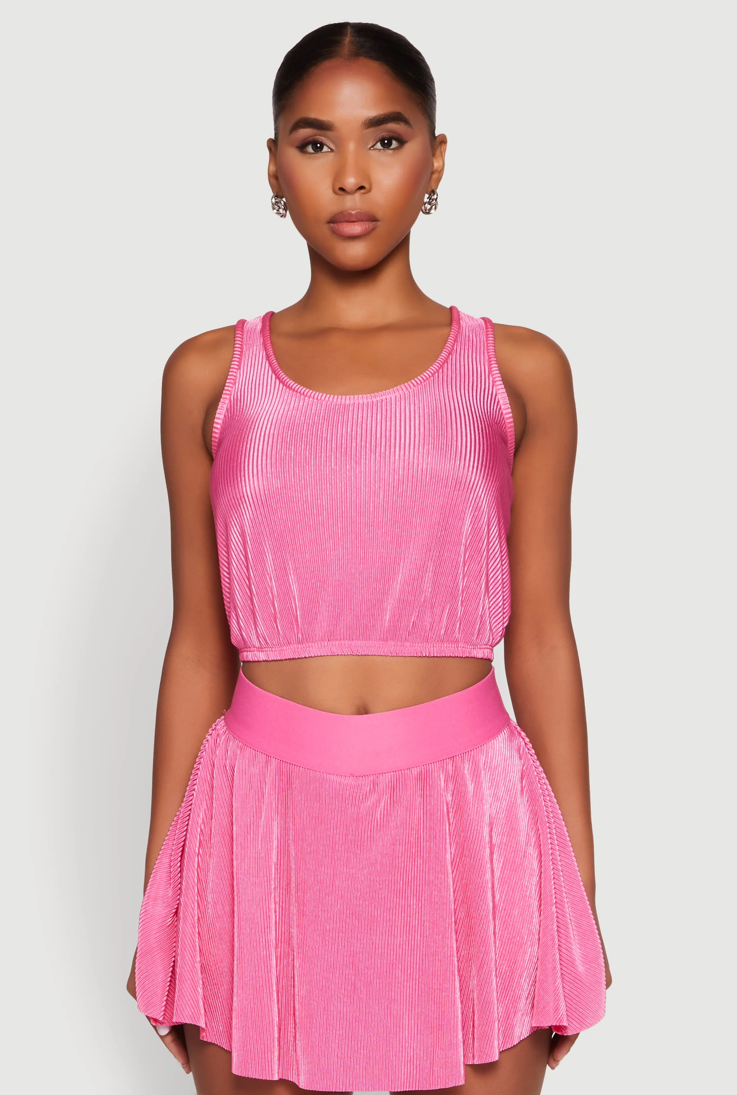 Almost Famous Plisse Cropped Tank Top sold by Rainbow