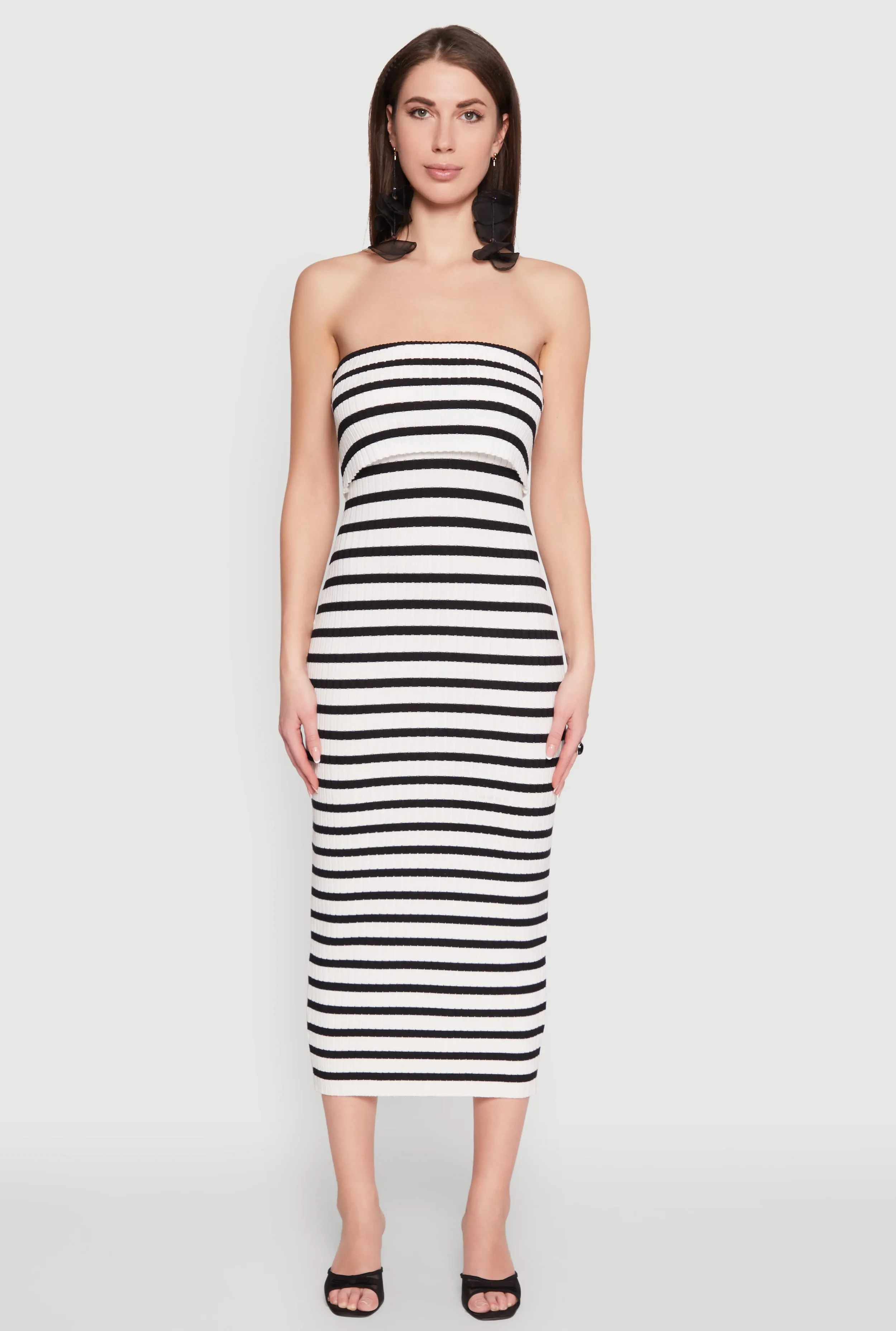 Striped Fold Over Tube Dress sold by Rainbow