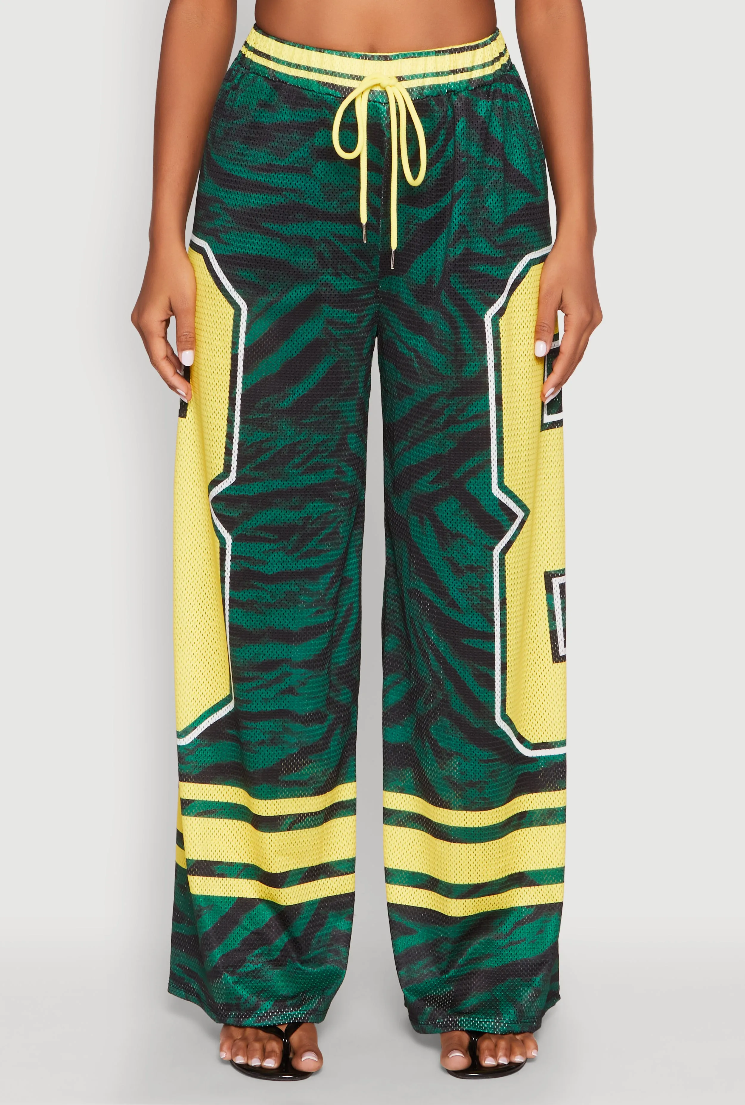 Jersey Mesh Graphic Zebra Print Wide Leg Pants sold by Rainbow product image thumbnail 3