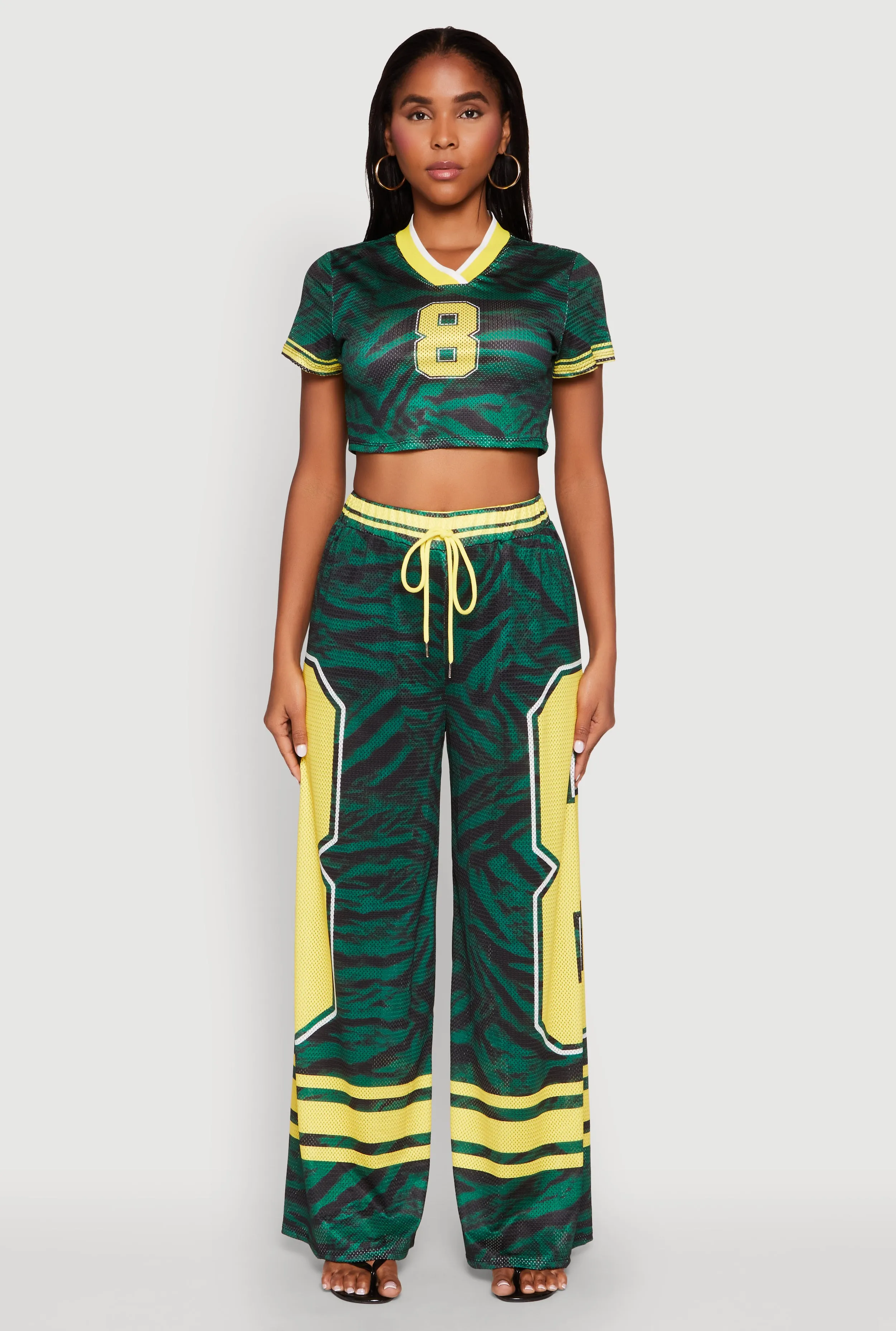 Jersey Mesh Graphic Zebra Print Wide Leg Pants sold by Rainbow product image thumbnail 2