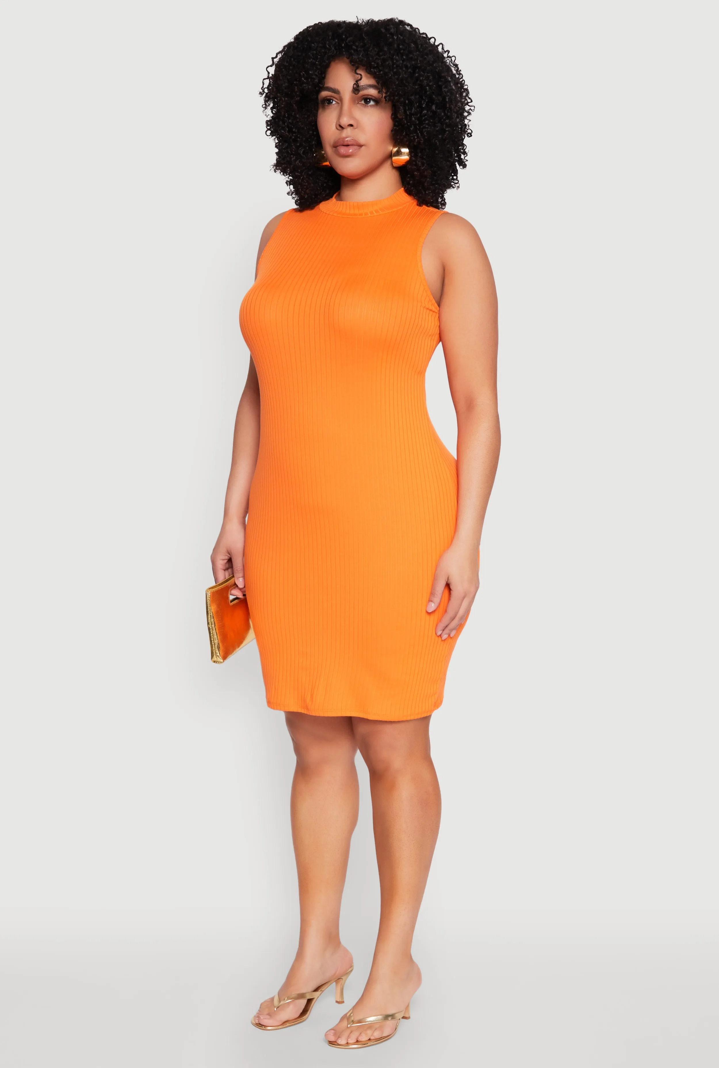 Plus Size Ribbed Knit Mock Neck Tank Dress sold by Rainbow product image thumbnail 3