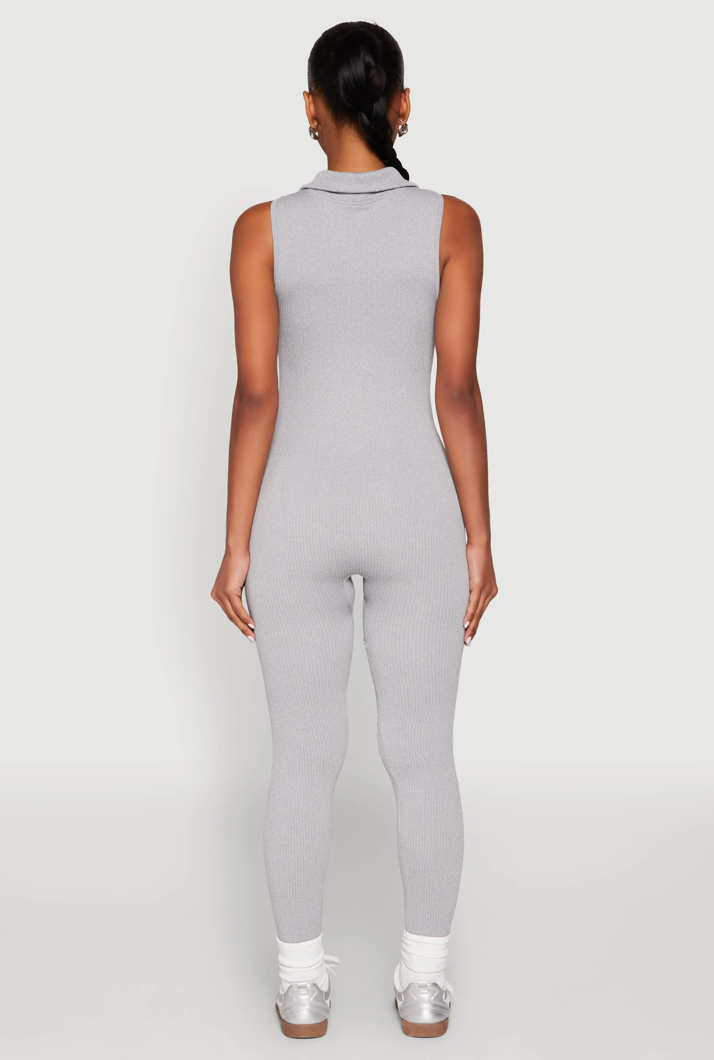 Ribbed Knit Collared Zip Front Jumpsuit sold by Rainbow product image thumbnail 5